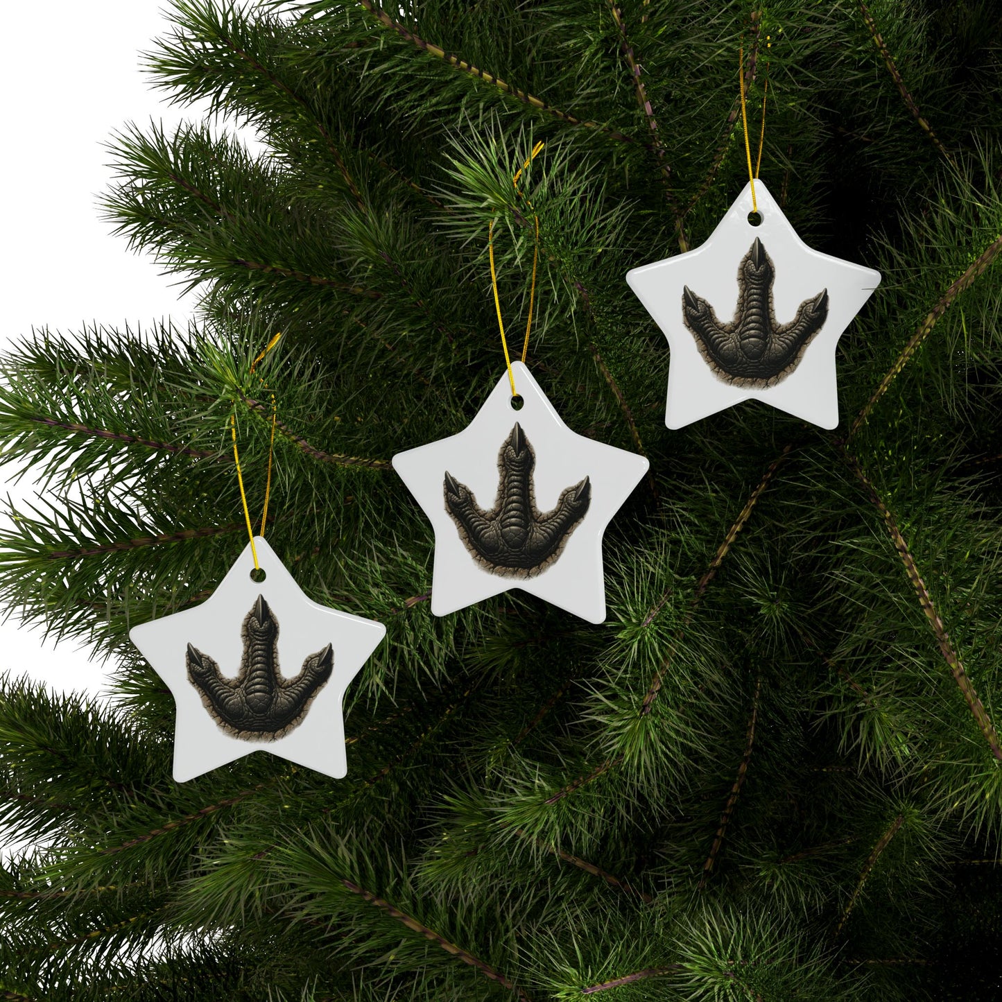 Unique Ceramic Ornaments - 2-Sided Print, Dinosaur Fossil Footprint Design, Perfect for Holiday Decor, Gifts, Home Decor, Tree Ornaments