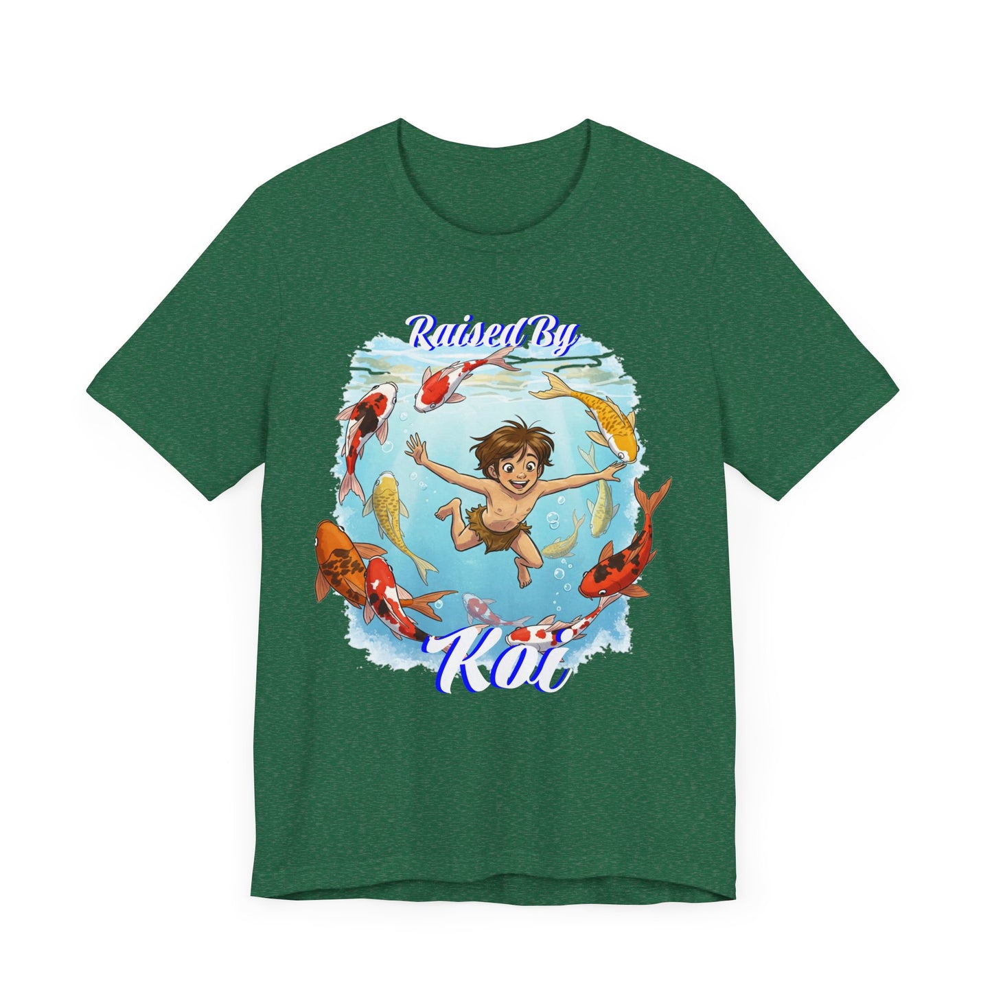 'Raised By Koi; Unisex Jersey Tee - Funny Graphic Tee for Aquatic Lovers, Cute Gift for Birthdays, Casual Wear, Summer Fashion, Relaxed Style - Schmartypants