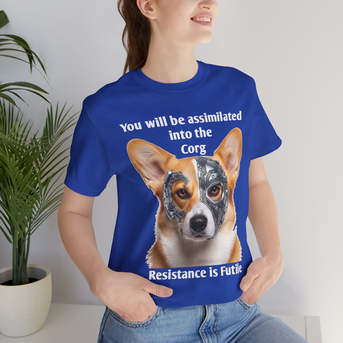 Star Trek Corgi Unisex Tee, Borg Implants, Resistance is Futile, Funny Gift for Corgi Lovers, Trekkies, Trekkie Conventions, Dog Park