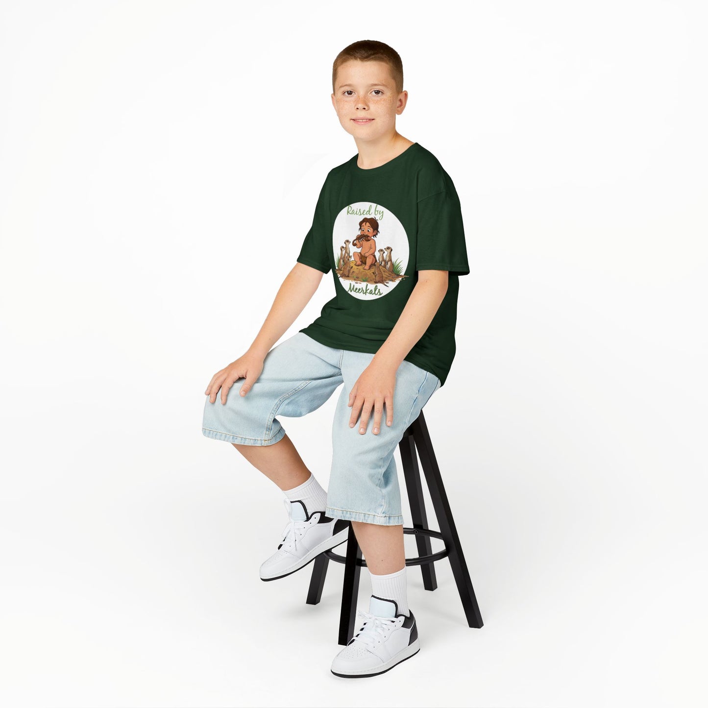 Kids Heavy Cotton™ Tee - Hilarious 'Raised by Meerkats' Design, Cute Animal Tee, Fun Kids T-Shirt, Playful Gift for Animal Lovers, Birthday or Holiday Outfit - Schmartypants