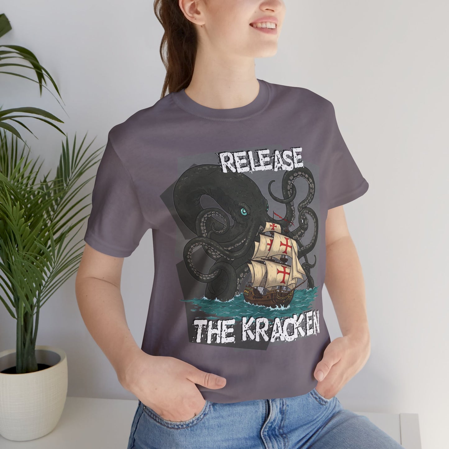 'Release The Kraken!' Tee - Unisex Short Sleeve Shirt, Nautical Tees, Pirate Fashion, Ocean Lover Gift, Funny T-Shirt, Sea Creature Shirt, Great for Gamers - Schmartypants