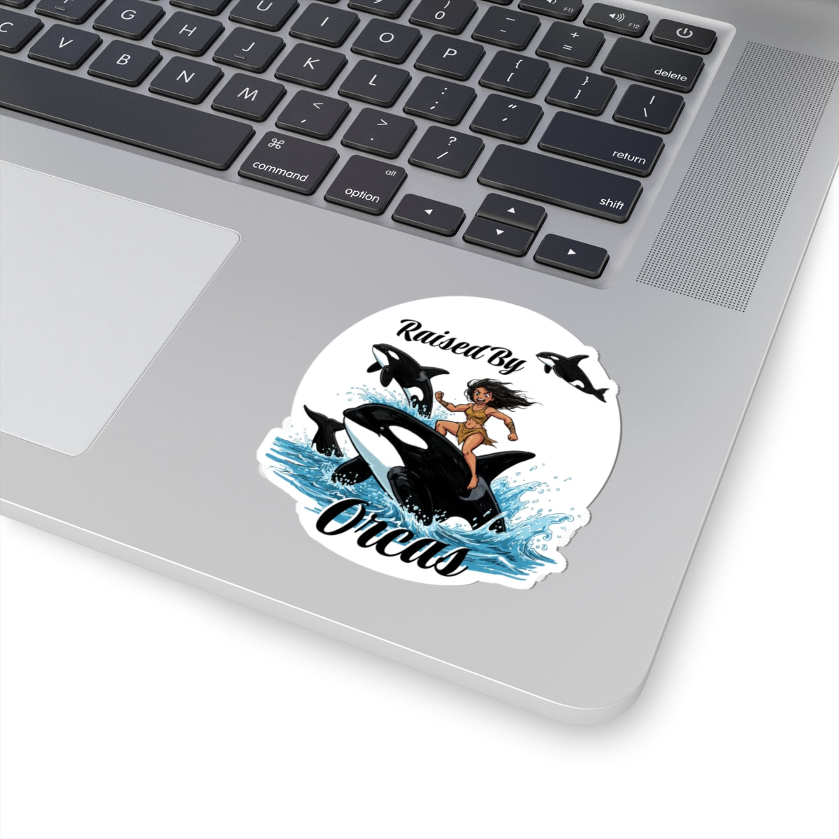Funny 'Raised by Orcas' Stickers, Fun Nautical Decor, Coastal Vibes, Marine Life Gift, Raised By Orcas
