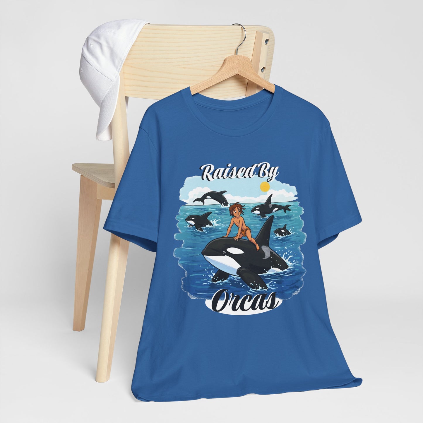 Funny 'Raised by Orca's' Tee - Perfect for Ocean Lovers, Beach Days, Summer Vacations, Gift for Marine Life Enthusiasts, Cute Animal Shirt