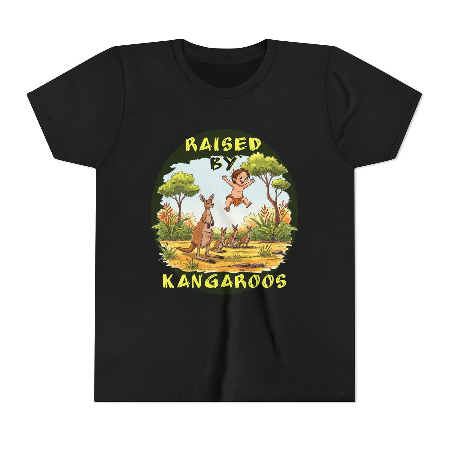 'Raised by Kangaroos' Youth Short Sleeve Tee - Fun Nature Graphic T-Shirt for Kids, Aussies - Schmartypants