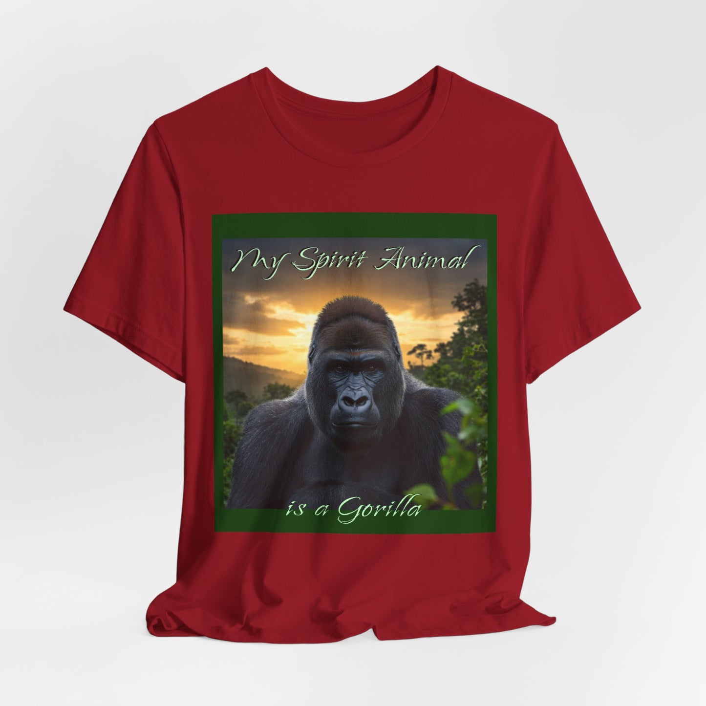 'My Spirit Animal is a Gorilla' T-Shirt - Beautiful Unisex Jersey Tee for Animal Lovers, Conservationists - Schmartypants