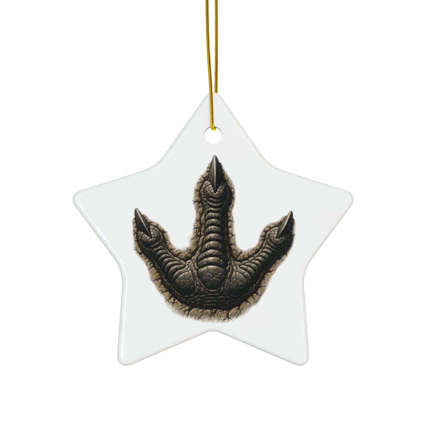 Unique Ceramic Ornaments - 2-Sided Print, Dinosaur Fossil Footprint Design, Perfect for Holiday Decor, Gifts, Home Decor, Tree Ornaments