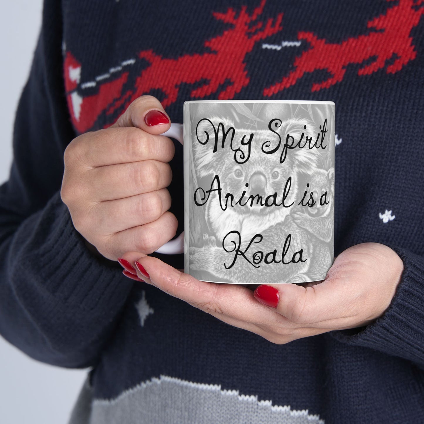 Cozy 'My Spirit Animal is a Koala' Ceramic Mug, Cute Animal Coffee Cup, Nature Lover Gift, Perfect for Animal Theme Parties
