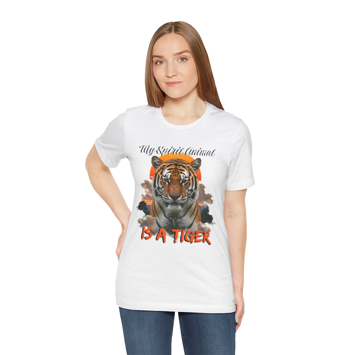 My Spirit Animal is a Tiger Tee - Unisex Jersey Short Sleeve T-Shirt, Inspirational Fierce Nature Apparel for Tiger Lovers, Casual Wear, Zoo
