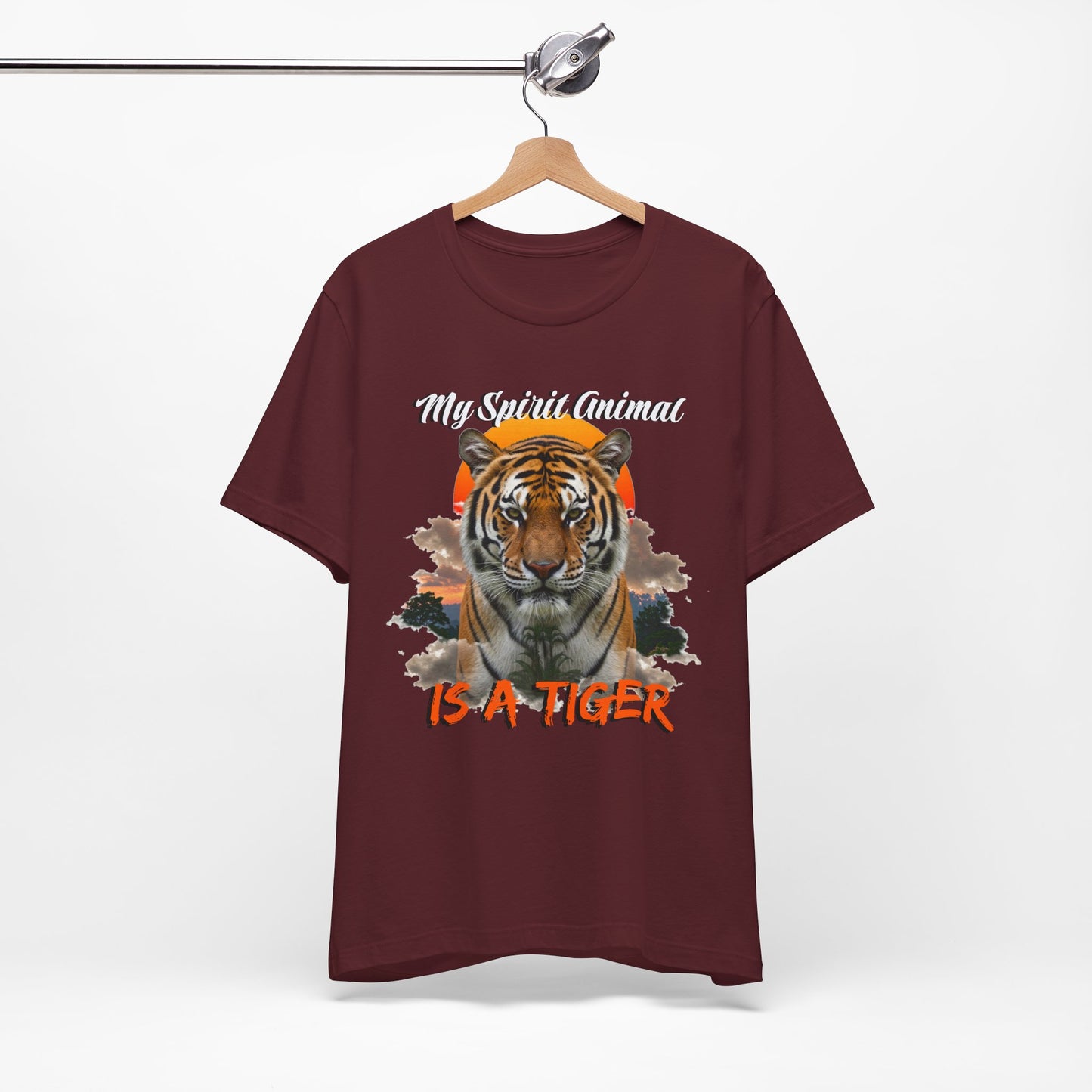 My Spirit Animal is a Tiger Tee - Unisex Jersey Short Sleeve T-Shirt, Inspirational Fierce Nature Apparel for Tiger Lovers, Casual Wear, Zoo