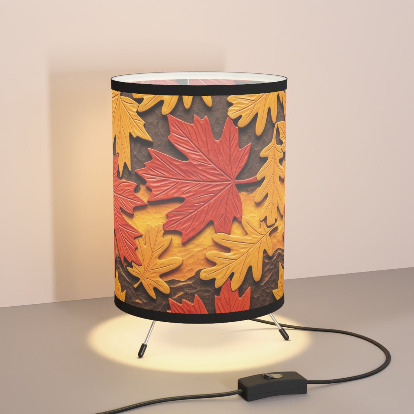 Fall Leaf Tripod Lamp, Cozy Home Decor, Autumn Lighting, Nature-Inspired Shade, Ideal Gift for Fall Enthusiasts
