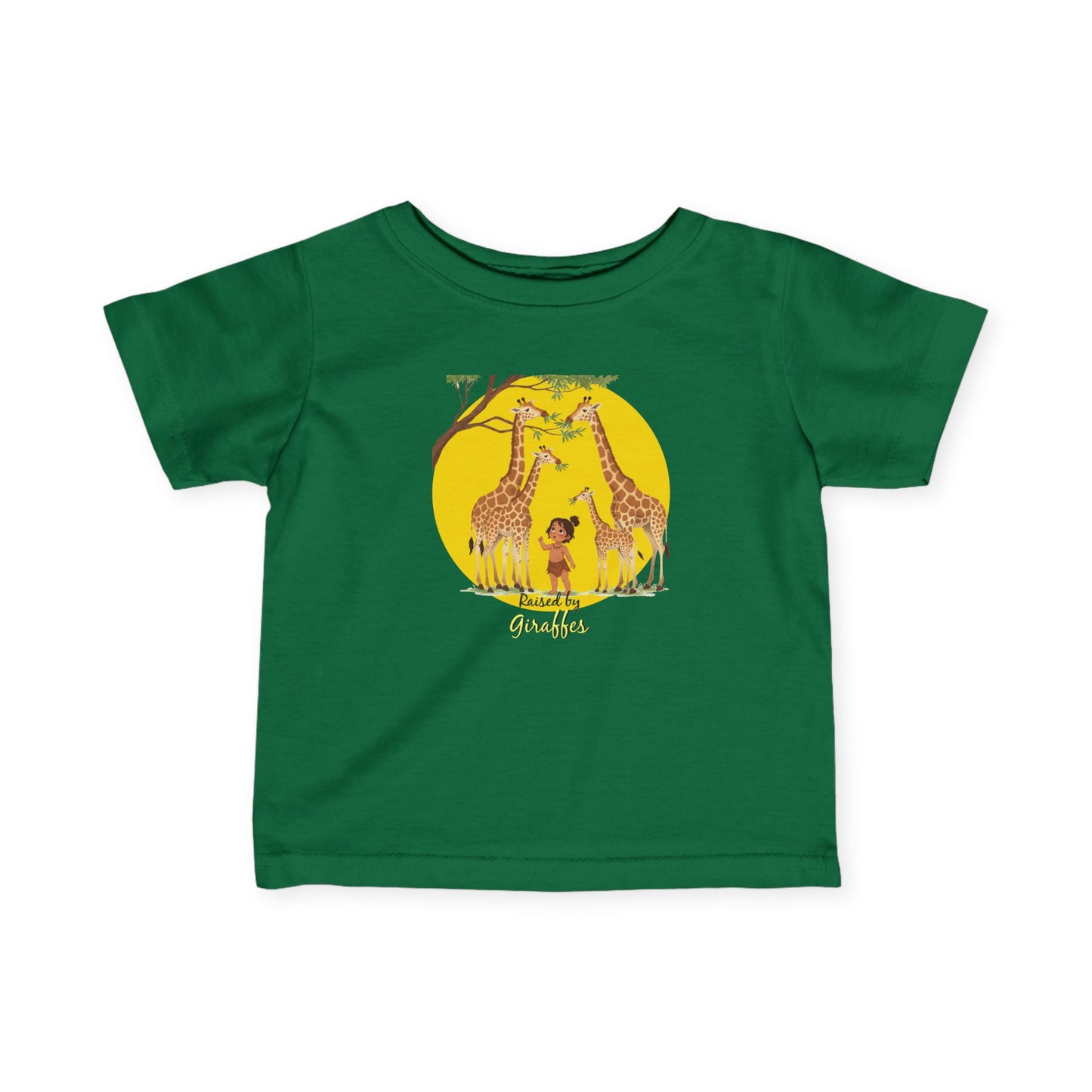 Cute, Funny Giraffe Infant Fine Jersey Tee - 'Raised By Giraffes' Shirt - Perfect Baby Gift - Schmartypants