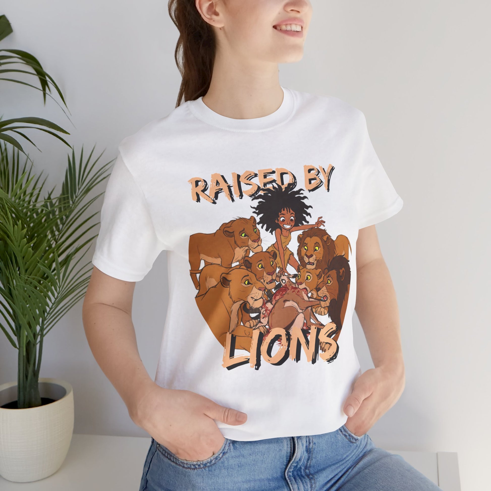 Raised by Lions Unisex Tee, Funny Animal Shirt, Lion Lover Gift, Safari T-Shirt, Jungle Adventure Apparel, Casual Wear - Schmartypants