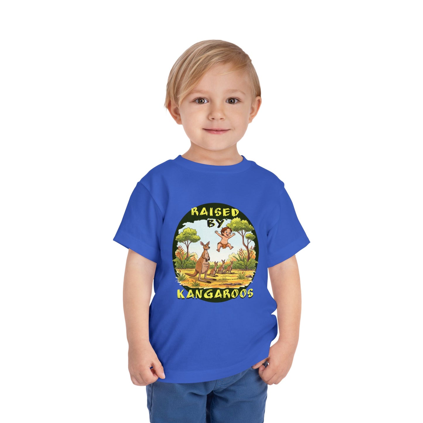 Toddler Short Sleeve Tee - Cute, Funny 'Raised by Kangaroos' Design - Schmartypants