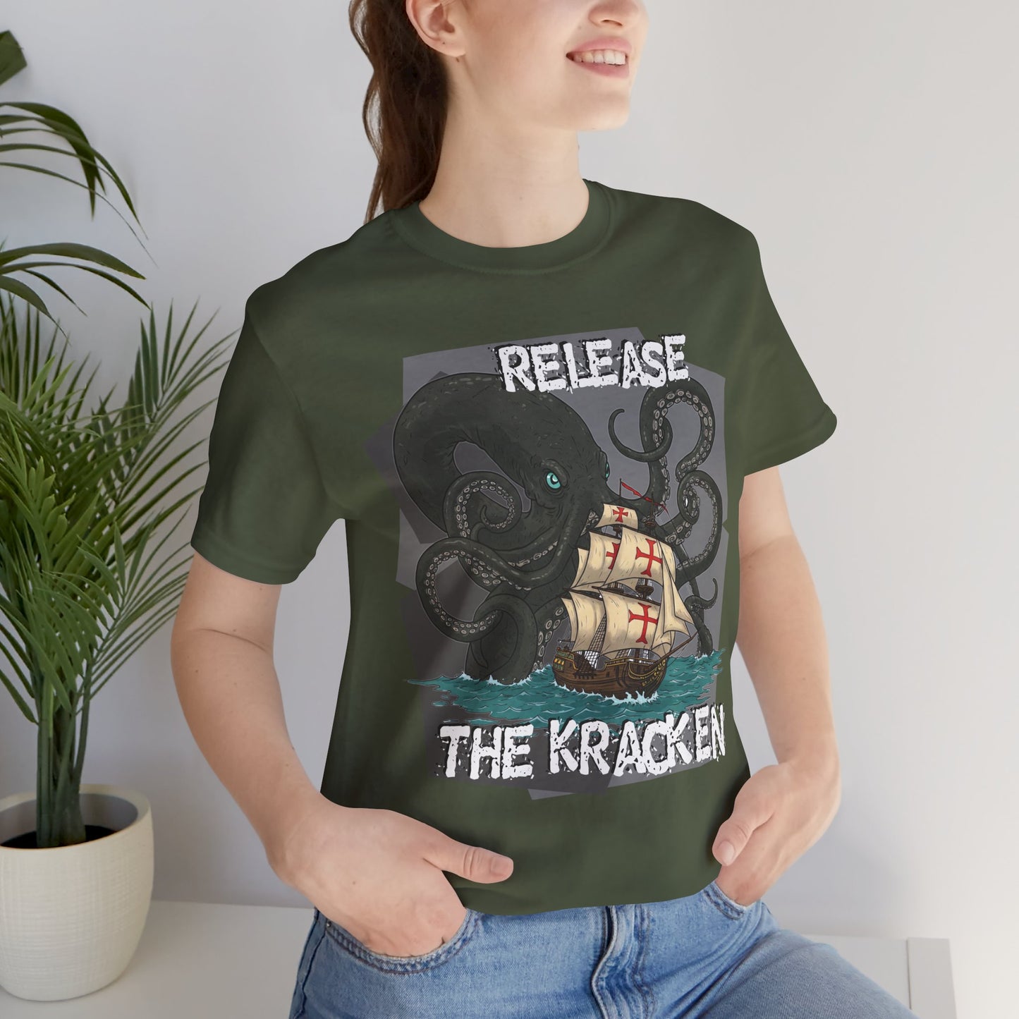 'Release The Kraken!' Tee - Unisex Short Sleeve Shirt, Nautical Tees, Pirate Fashion, Ocean Lover Gift, Funny T-Shirt, Sea Creature Shirt, Great for Gamers - Schmartypants