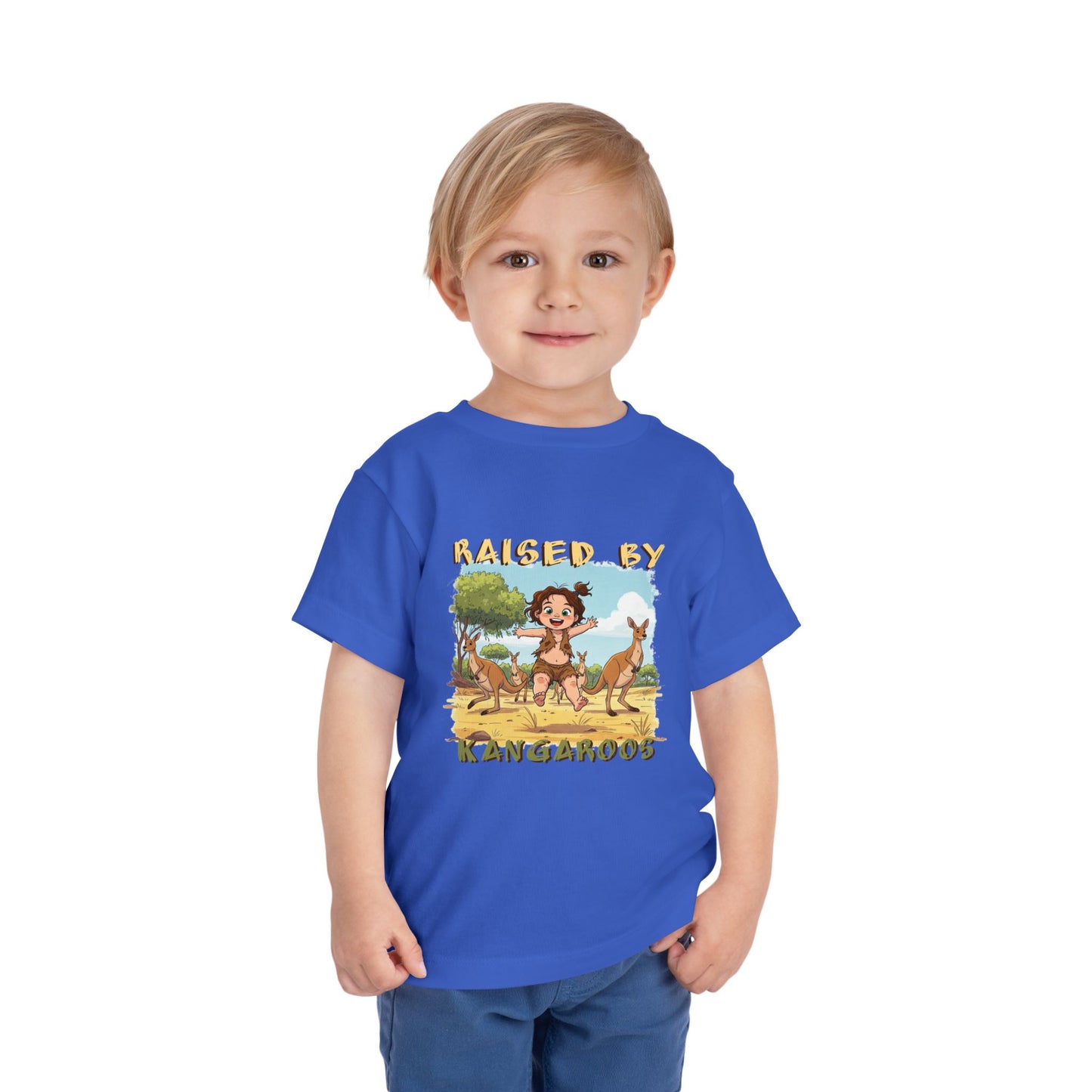 Funny 'Raised by Kangaroos' Toddler Short Sleeve Tee - Cute Animal Design for Kids - Schmartypants