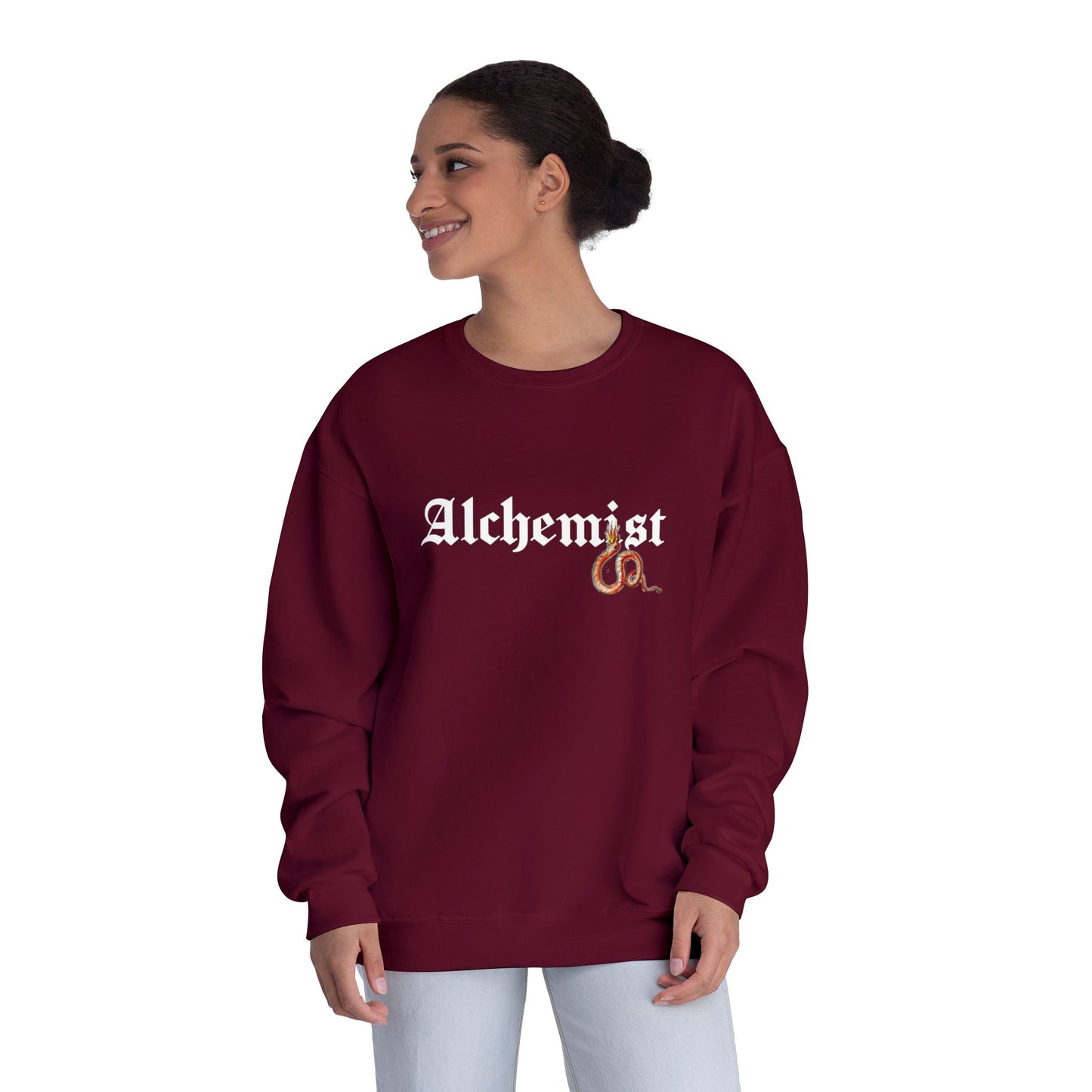 Mystical Alchemist Dragon Sweatshirt, Cozy Gift, Fantasy Lover Apparel, Unisex Sweatshirt, Dragon Design, Magical Outfit