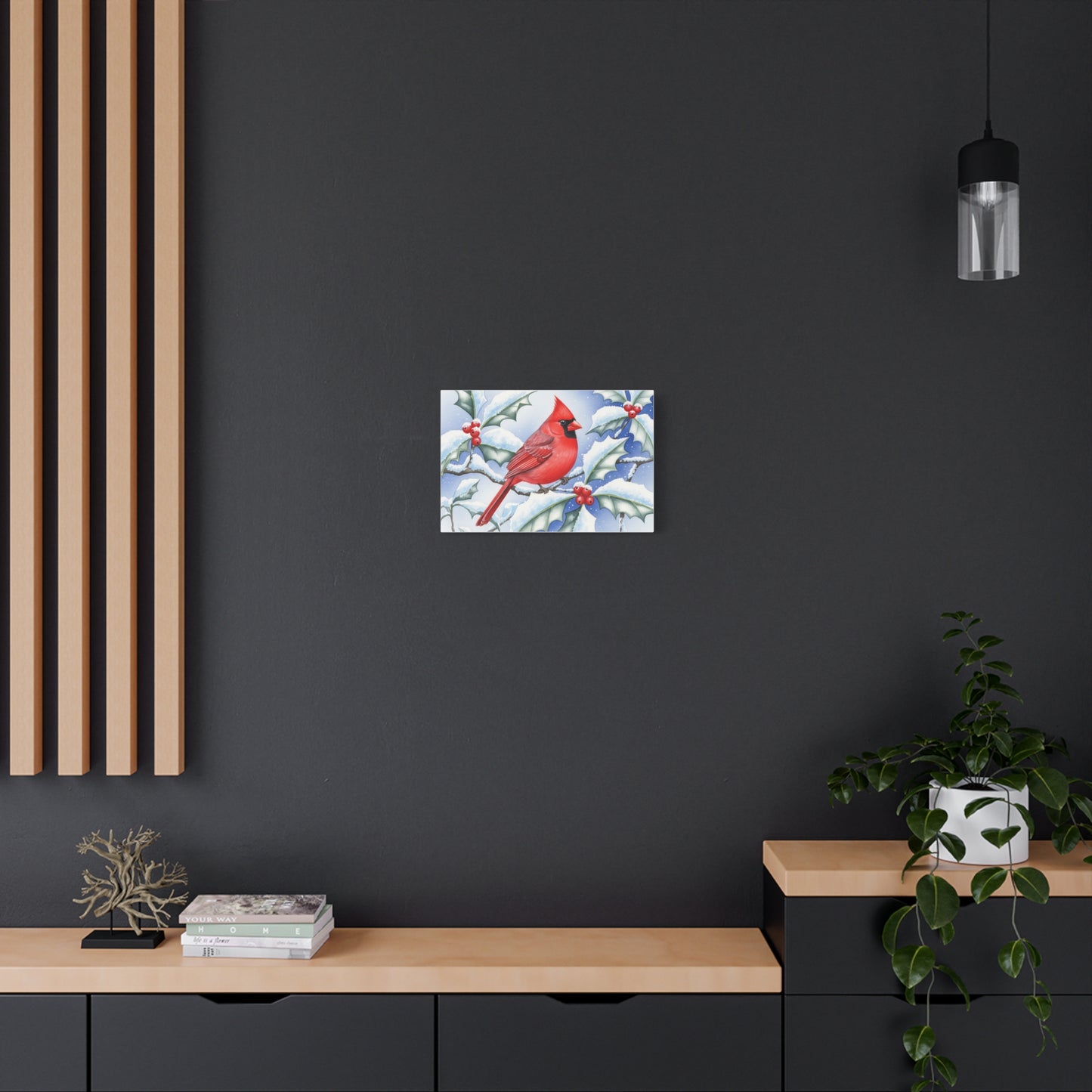 Winter Cardinal Canvas Art Print, Holiday Home Decor, Red Bird Wall Art, Christmas Decoration, Nature Artwork