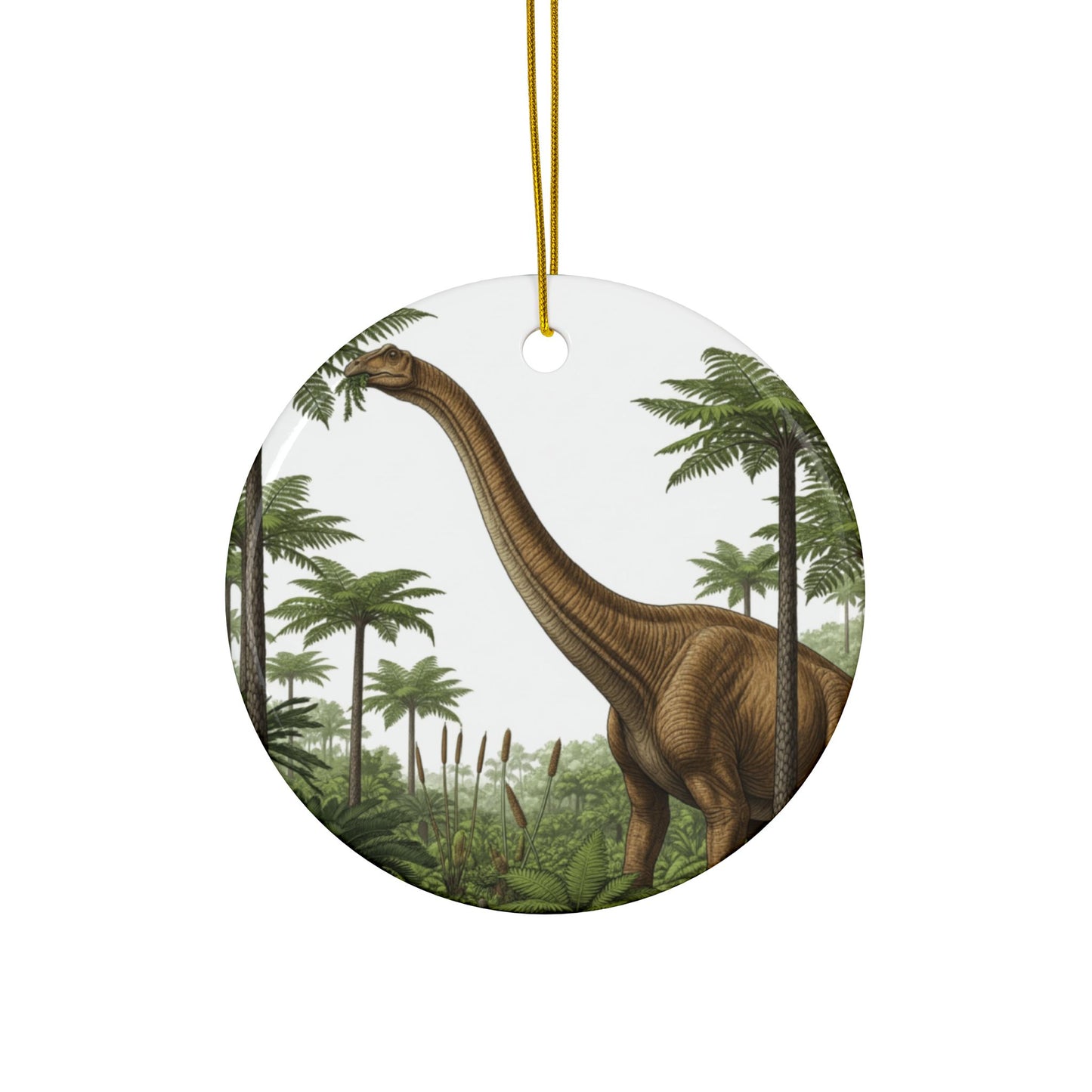 Apatosaurus Dinosaur Ceramic Ornaments, 2-Sided Print, Holiday Decor, Gift for Kids, Tree Decoration, Jurassic Theme