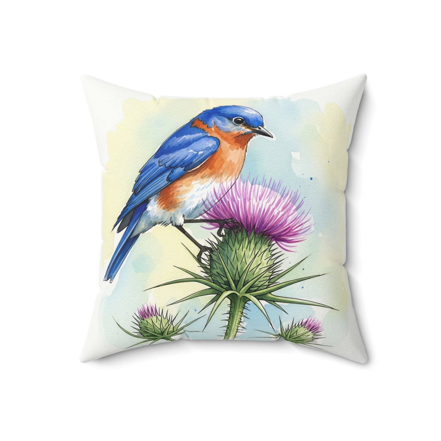 Bluebird Floral Pillow, Nature Decor, Cozy Home Accent, Gift for Bird Lovers, Spring Decor, Throw Pillow, Wildlife Cushion