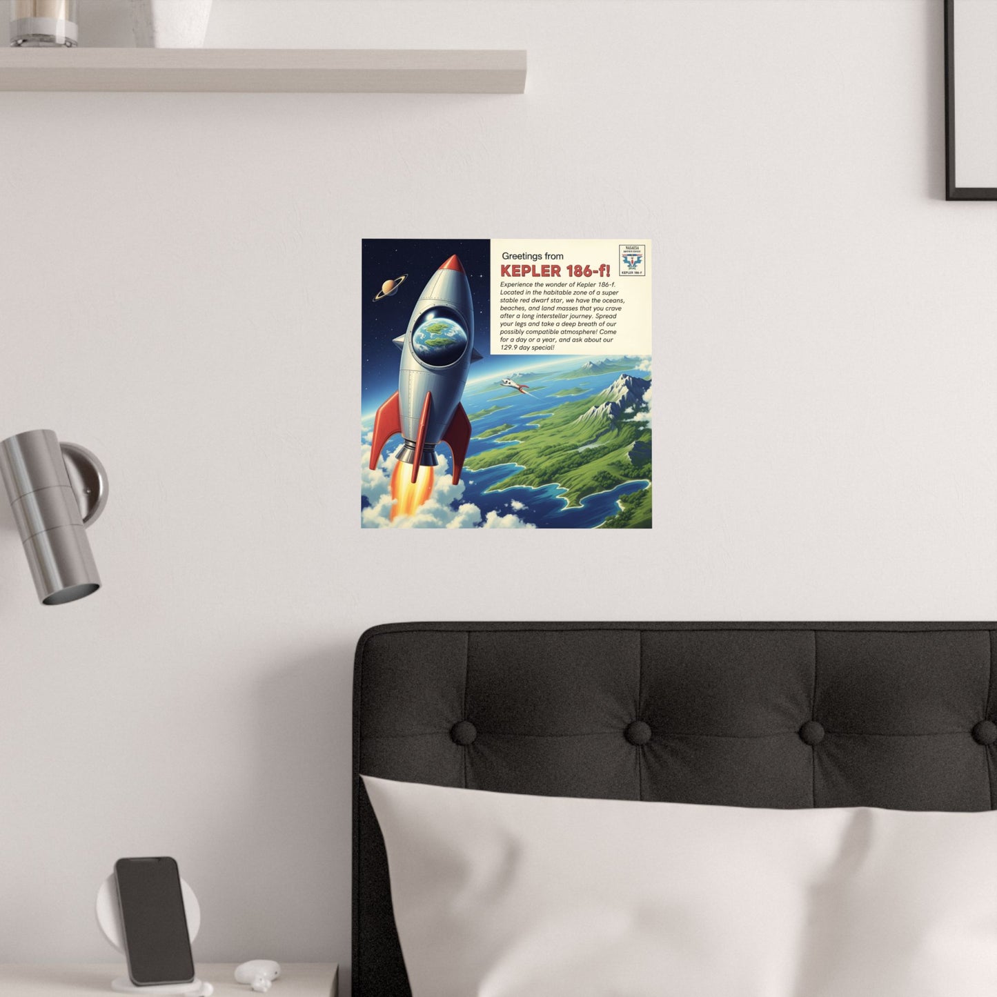 Galaxy Adventure Satin Poster, Space Art Print, Kepler 186-f Decor, Astronaut Gift, Sci-Fi Wall Art