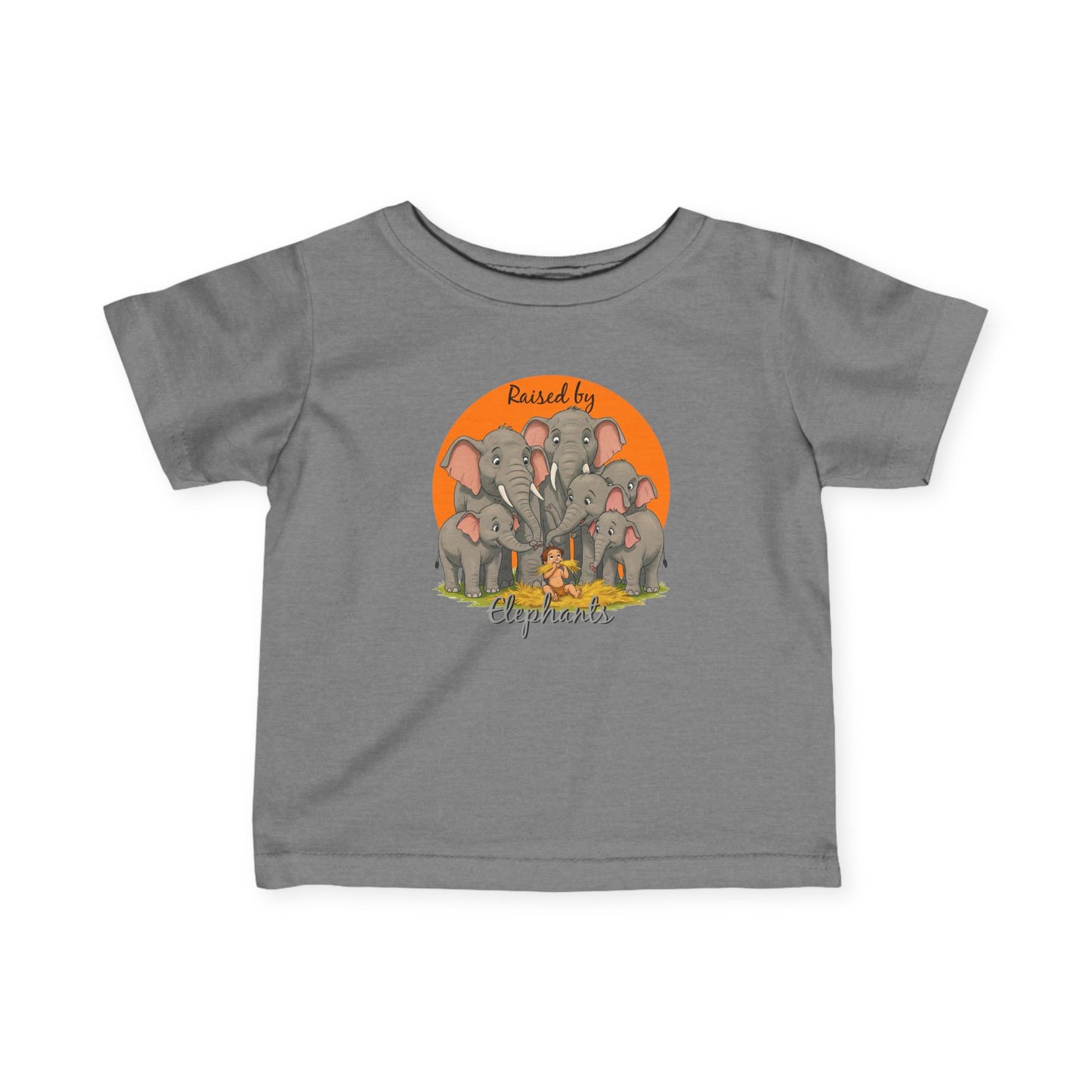 Cute Funny Elephant Theme Infant Tee - "Raised by Elephants" - Schmartypants