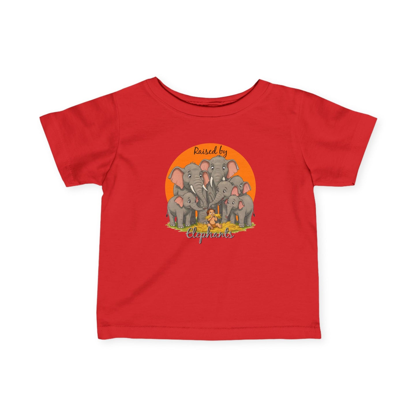 Cute Funny Elephant Theme Infant Tee - "Raised by Elephants" - Schmartypants