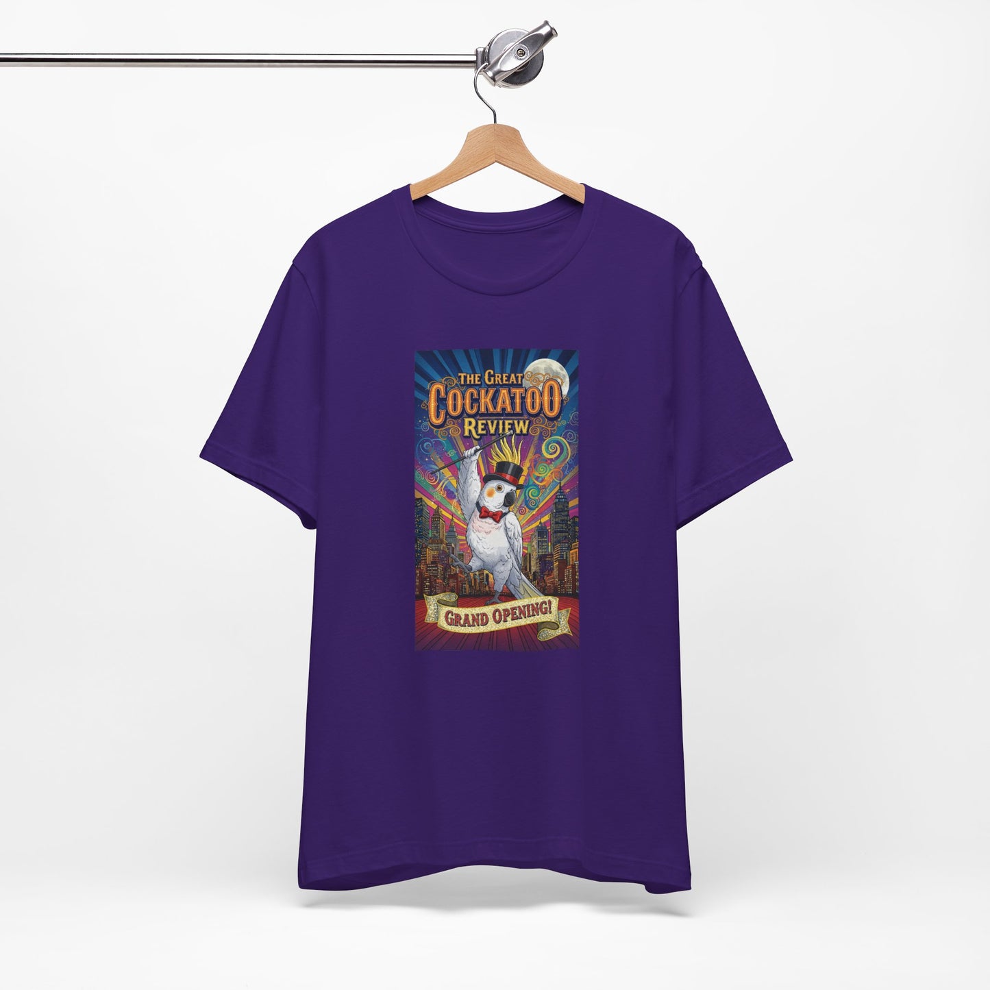 Grand Opening Cockatoo Review Tee - Funny Bird Graphic T-Shirt, Unique Gift for Cockatoo Owners, Casual Wear, Animal Lover Shirt