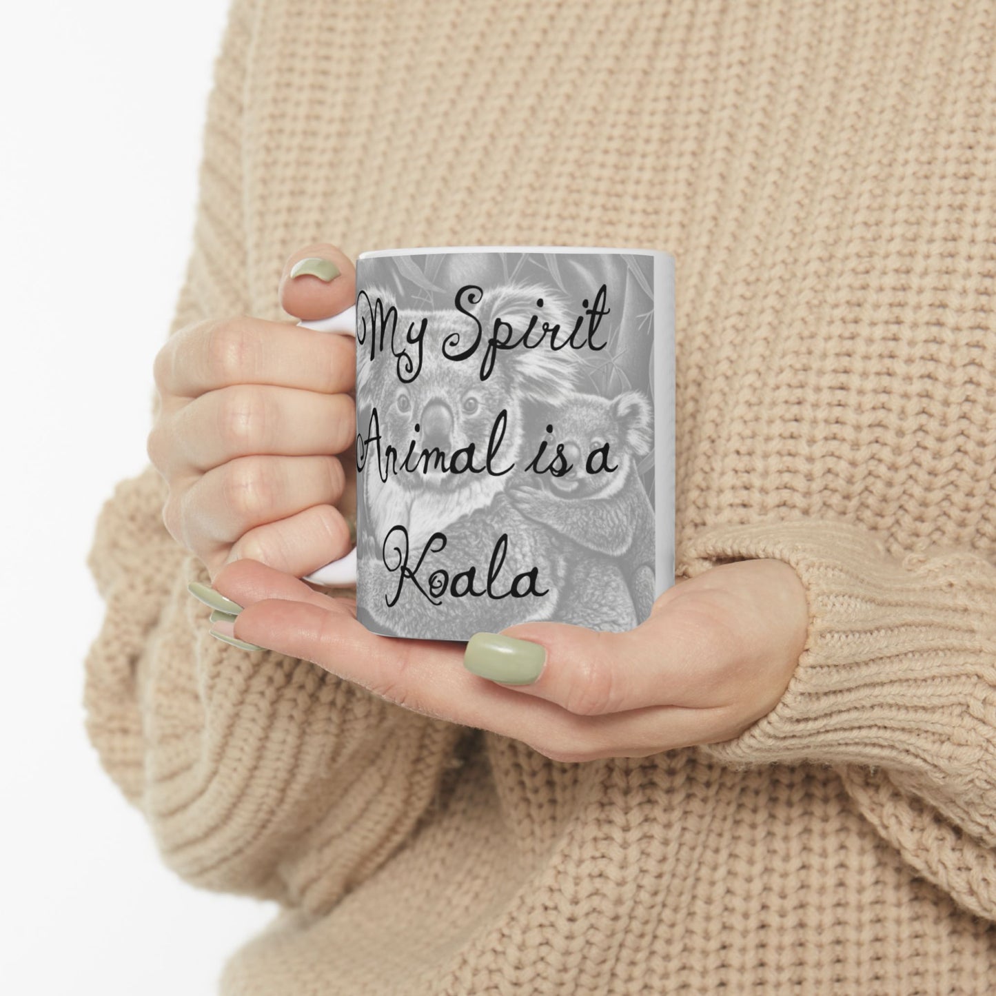 Cozy 'My Spirit Animal is a Koala' Ceramic Mug, Cute Animal Coffee Cup, Nature Lover Gift, Perfect for Animal Theme Parties