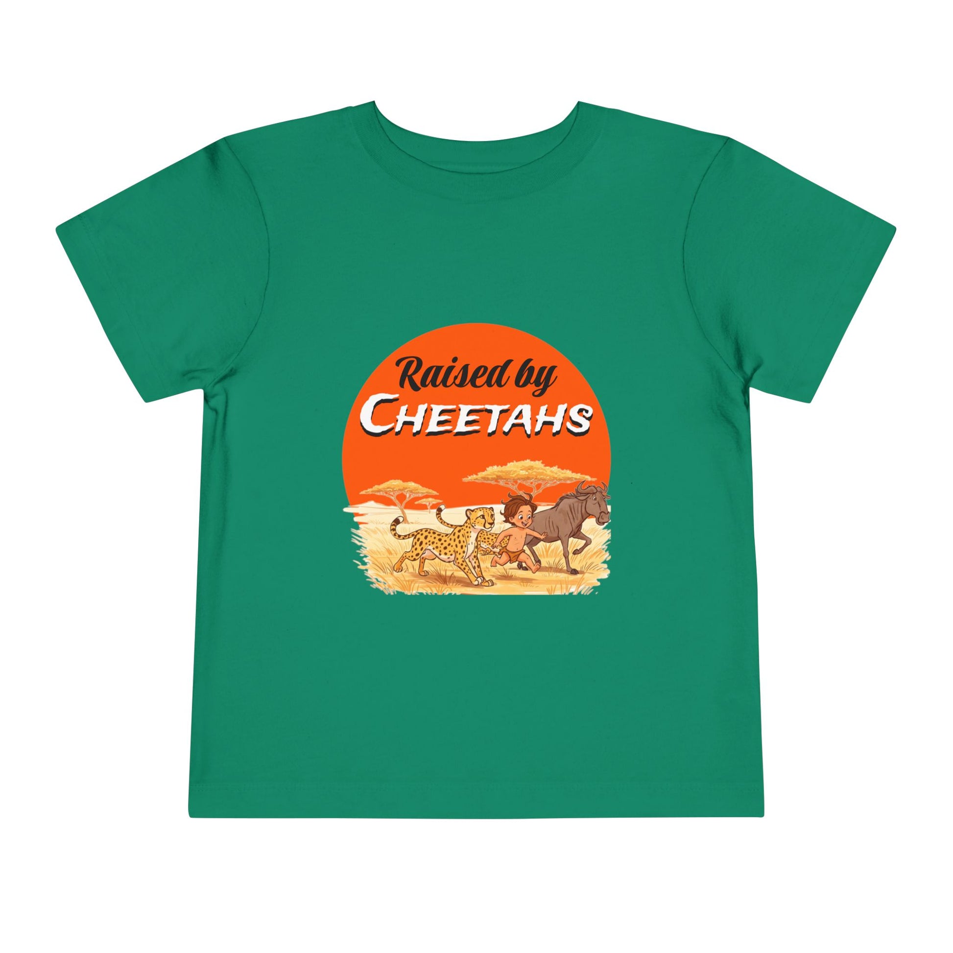 Toddler Boys Short Sleeve Tee with 'Raised by Cheetahs' Design | Funny Kids T-Shirt, Animal Lover Gift, Summer Outfit, Safari Theme - Schmartypants