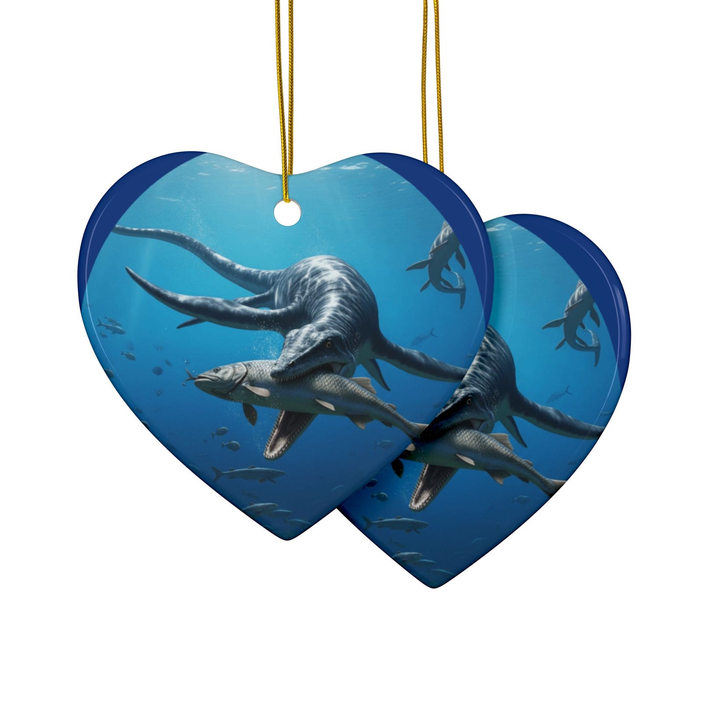 Ceramic Ornaments, Dinosaur Plesiosaur Decor, 2-Side Print, Holiday Tree Decoration, Christmas Ornament, Dino Lover Gift, Prehistoric Decor,
