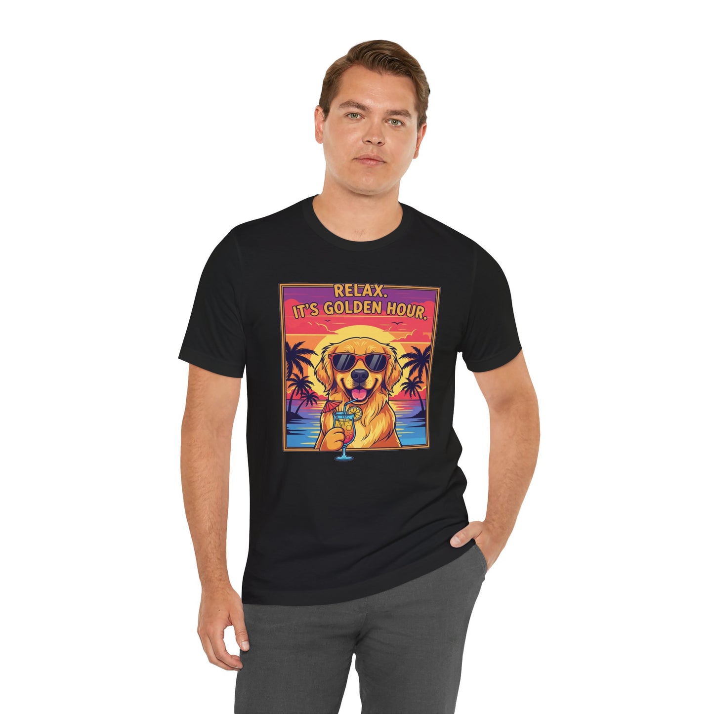 Golden Hour Golden Retriever Tee - Relax It's Golden Hour Shirt, Dog Lover Gift, Summer Vibes Tee, Vacation Outfit, Funny Pet Shirt