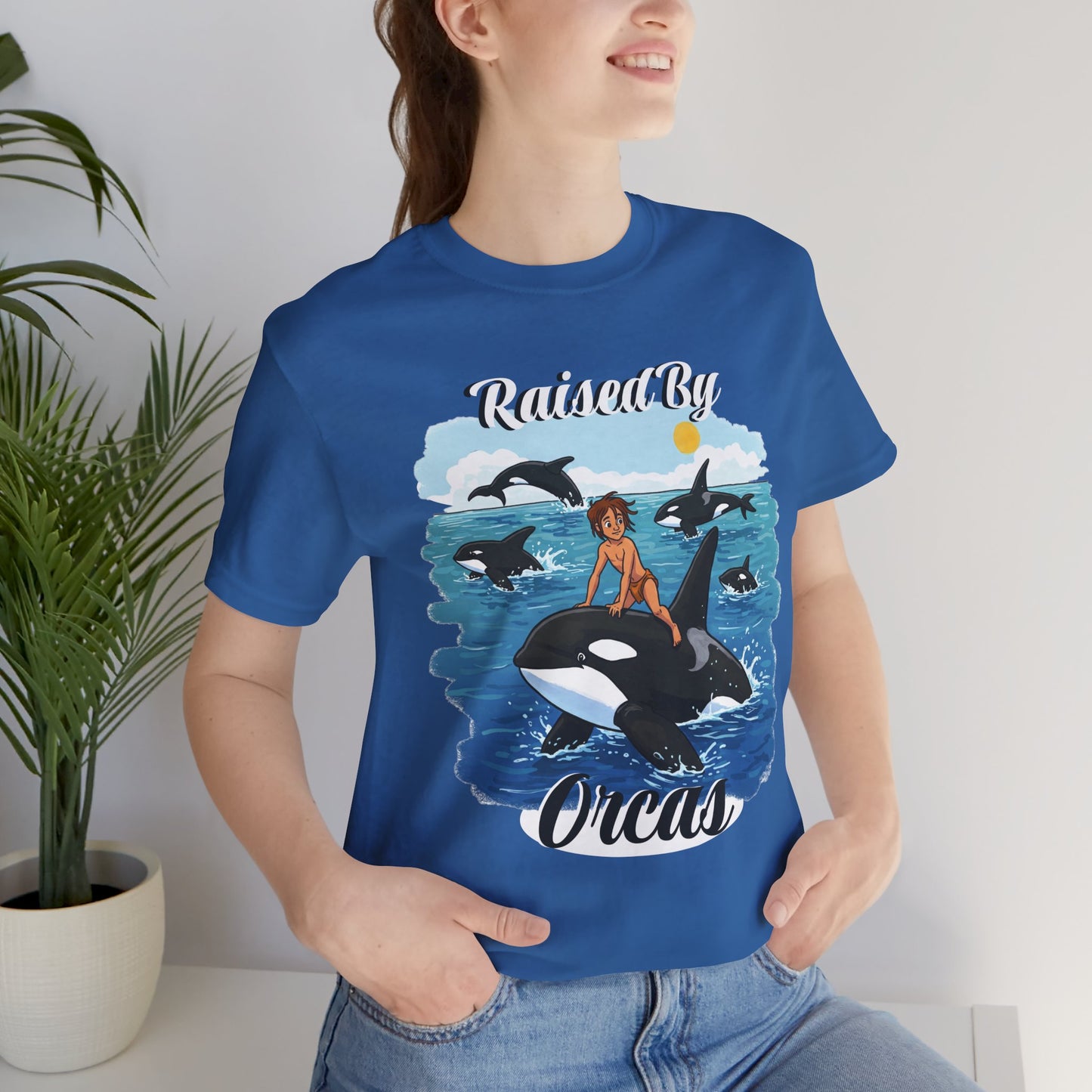 Funny 'Raised by Orca's' Tee - Perfect for Ocean Lovers, Beach Days, Summer Vacations, Gift for Marine Life Enthusiasts, Cute Animal Shirt