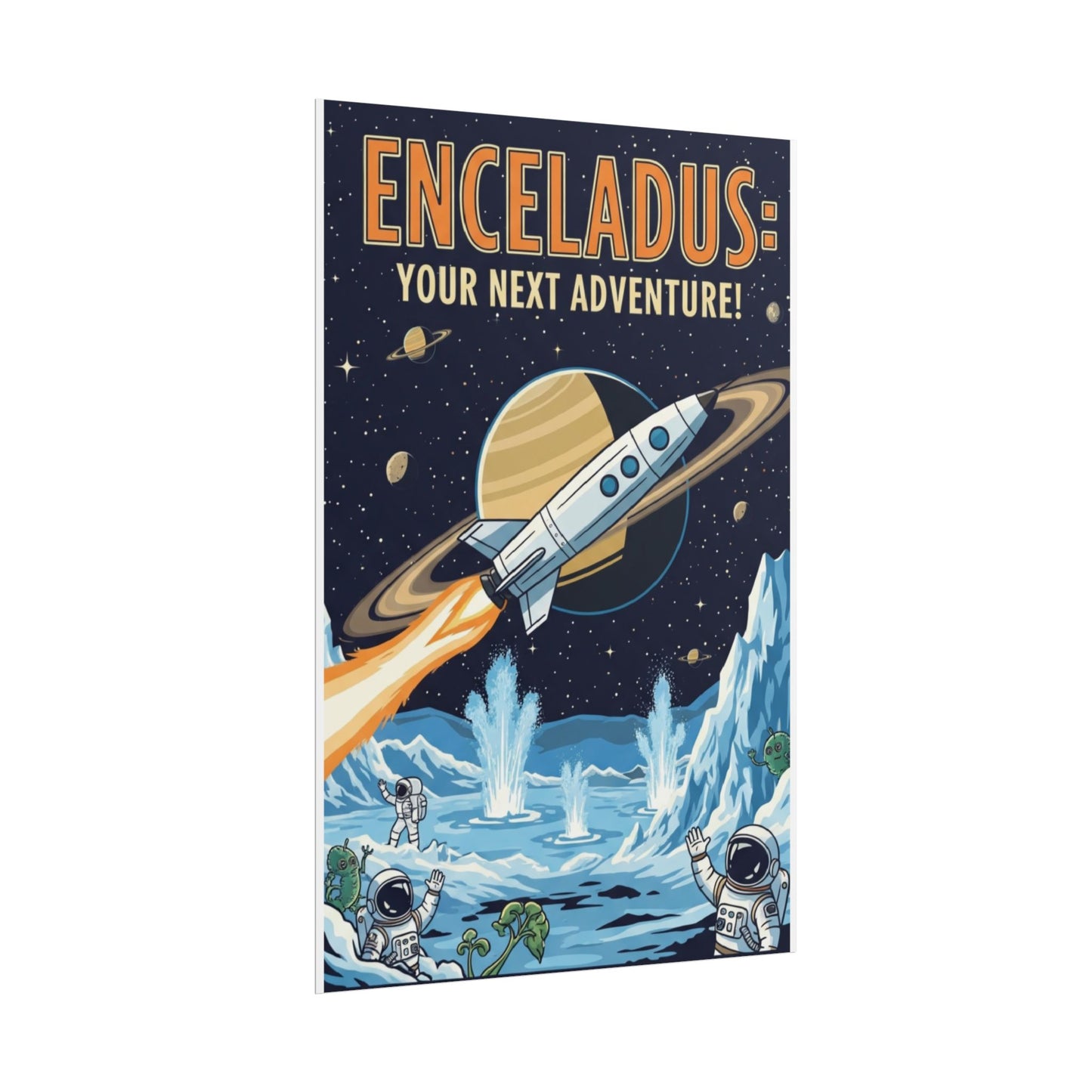 Enceladus Adventure Rolled Posters, Space Wall Art, Astronaut Decor, Travel Inspiration, Unique Gift for Space Lovers