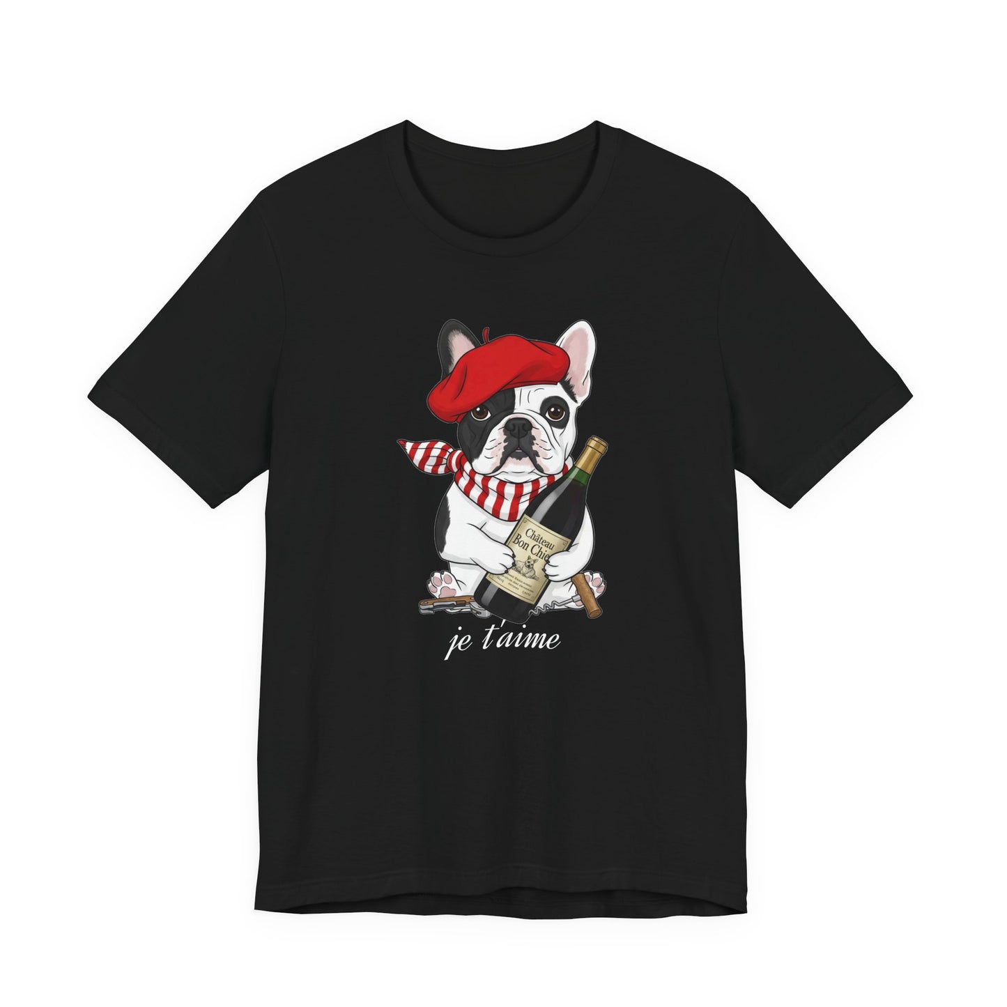 Cute French Bulldog Lovers Tee, Casual Wear, Je t'aime Shirt, Unisex T-Shirt for Birthdays, Anniversaries, Pet Lovers
