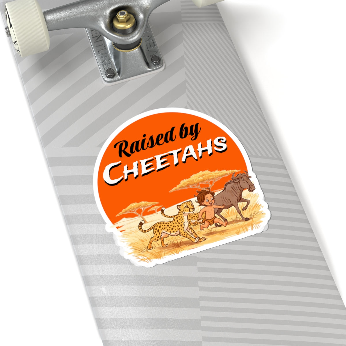 Raised by Cheetahs Kiss-Cut Stickers – Funny Wild Safari Adventure Décor for Animal Lovers - Schmartypants