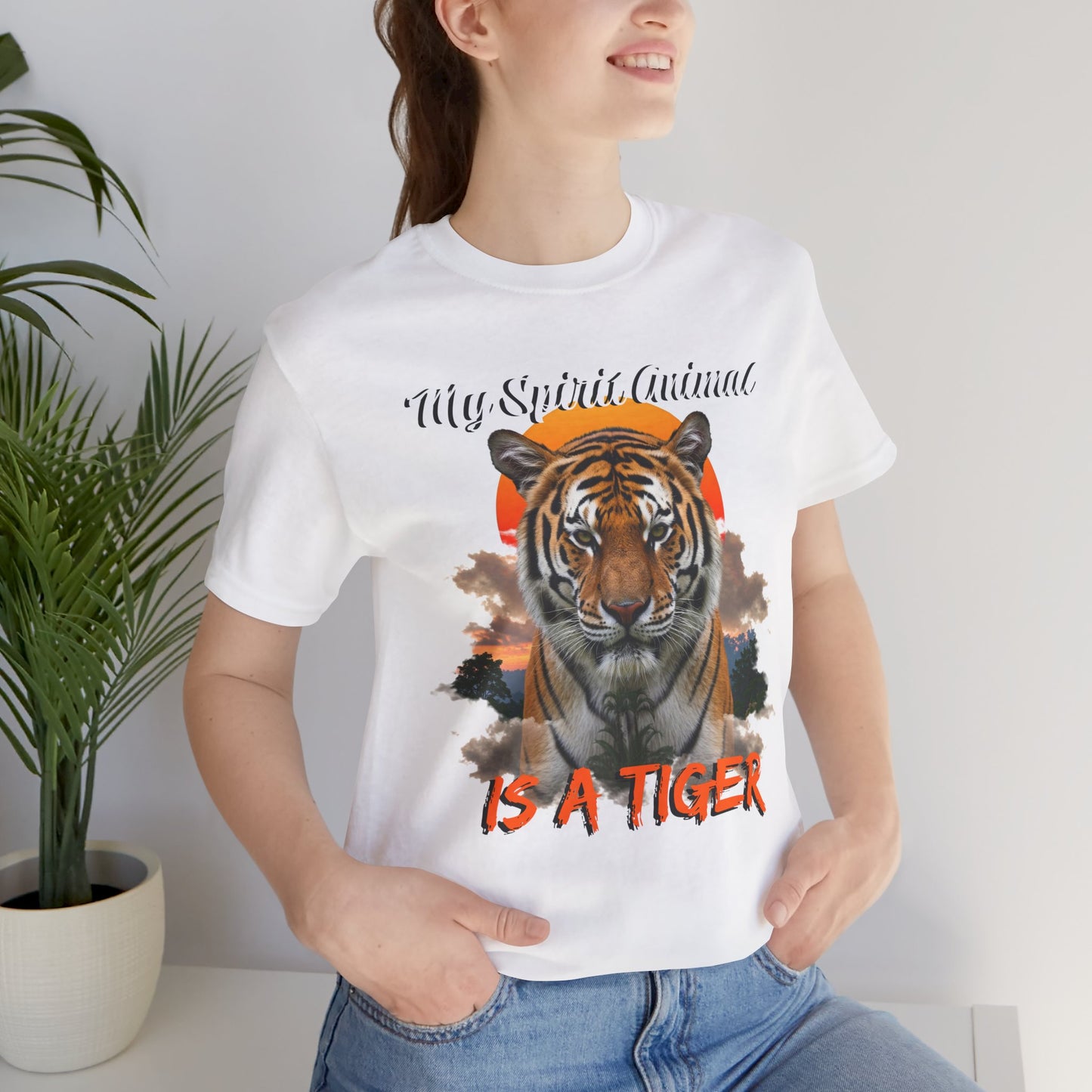 My Spirit Animal is a Tiger Tee - Unisex Jersey Short Sleeve T-Shirt, Inspirational Fierce Nature Apparel for Tiger Lovers, Casual Wear, Zoo