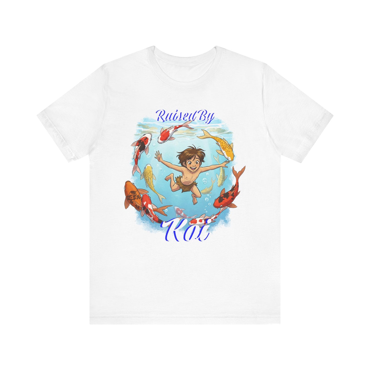 'Raised By Koi; Unisex Jersey Tee - Funny Graphic Tee for Aquatic Lovers, Cute Gift for Birthdays, Casual Wear, Summer Fashion, Relaxed Style - Schmartypants
