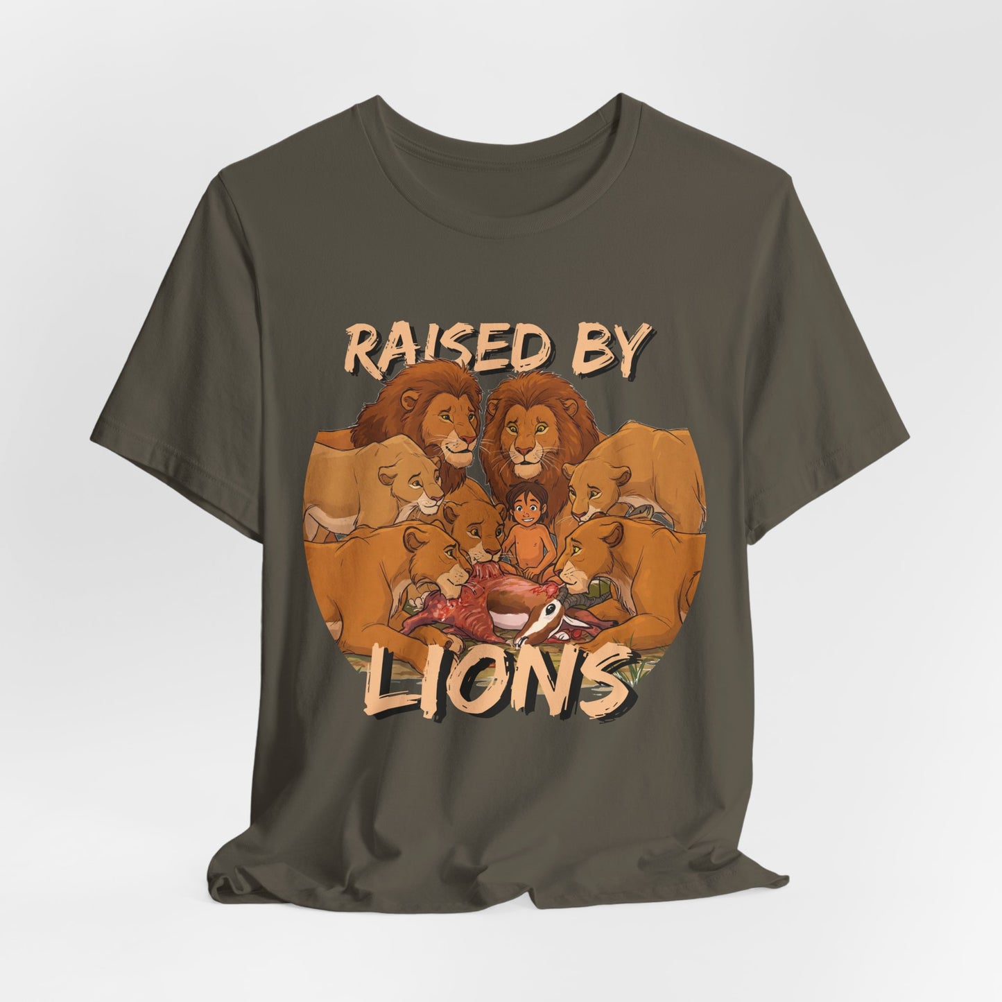 Raised by Lions Unisex Jersey Tee – Empowering, Humorous Graphic T-Shirt for Animal Lovers, Lion Lovers - Schmartypants