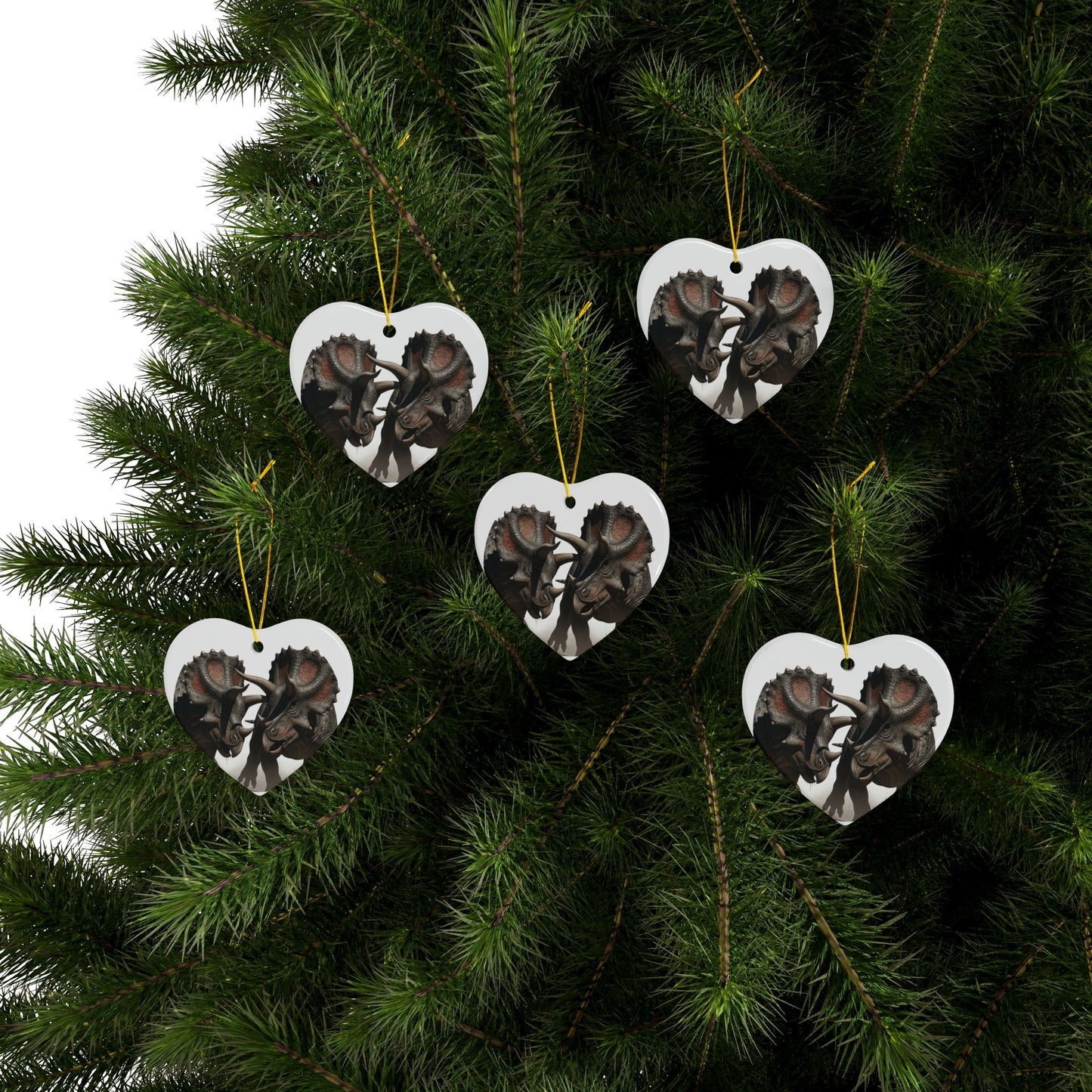 Triceratops Ceramic Jurassic Era Dinosaur Christmas Tree Ornaments - Jurassic Era Keepsakes, Collectibles, Party Favors
