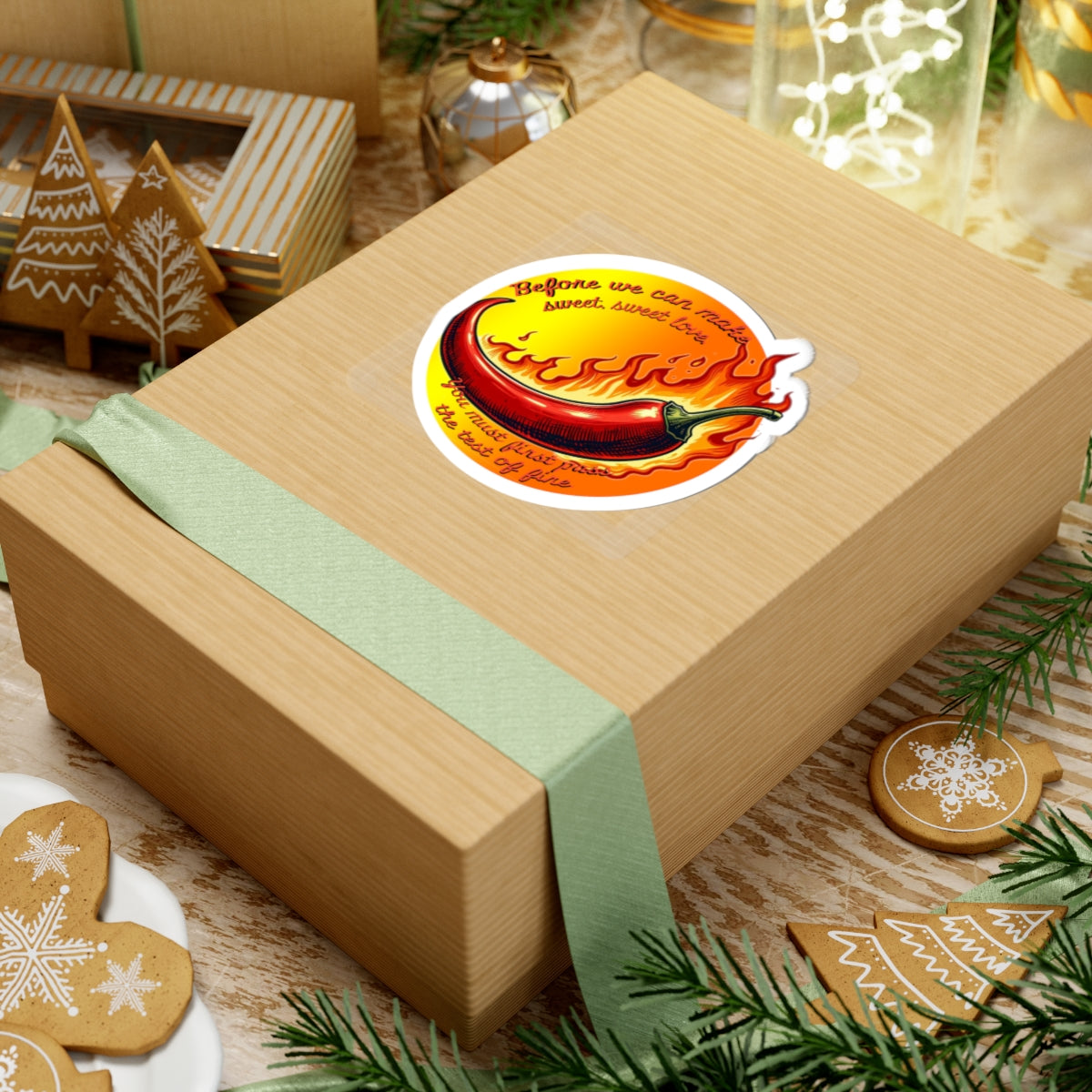 Spicy Love Kiss-Cut Stickers - Funny Chili Pepper Design for Valentine's Day - Schmartypants