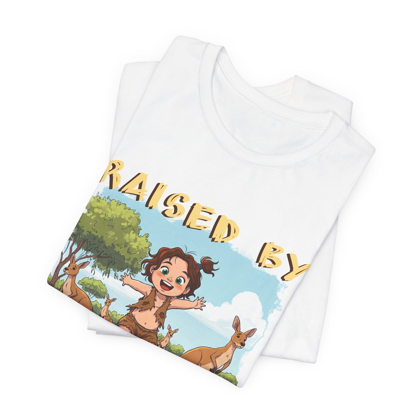 Cute, Funny Kangaroo Vibe Unisex Tee - "Raised by Kangaroos" (female character) - Australian Theme - Schmartypants