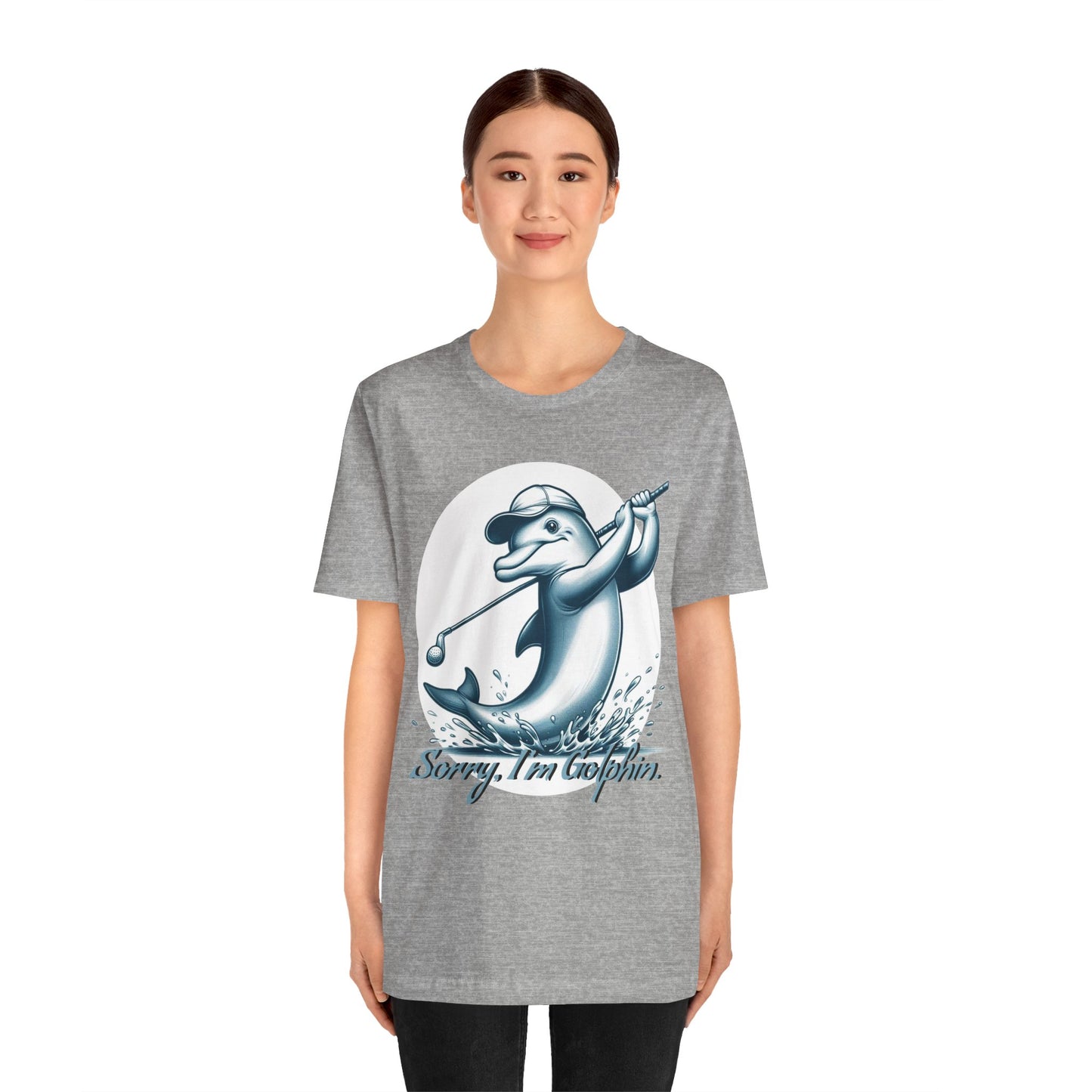 Funny Dolphin Golfing Tee - "Sorry, I’m Golphin" Unisex Jersey Short Sleeve Shirt - Dad Joke and Golfers Gift - Schmartypants