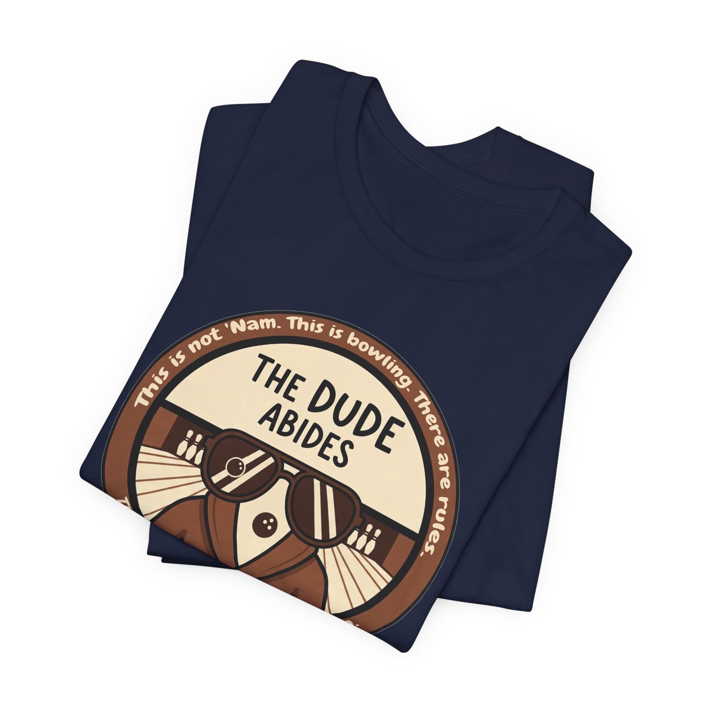 The Dude Abides Tee, Unisex T-Shirt for Movie Lovers, Gift for The Big Lebowski Fans, Casual Wear, Retro Vibe Bowling Tee