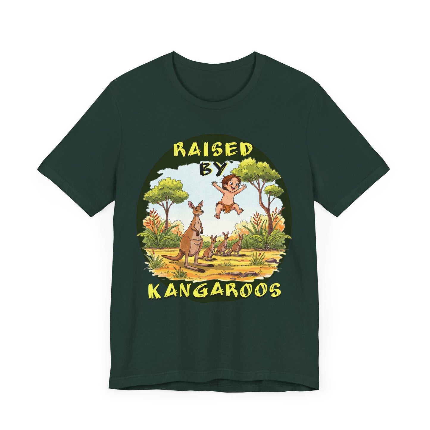 'Raised by Kangaroos' Unisex Short Sleeve Tee - Fun and Playful T-Shirt for Animal Lovers, Aussies - Schmartypants