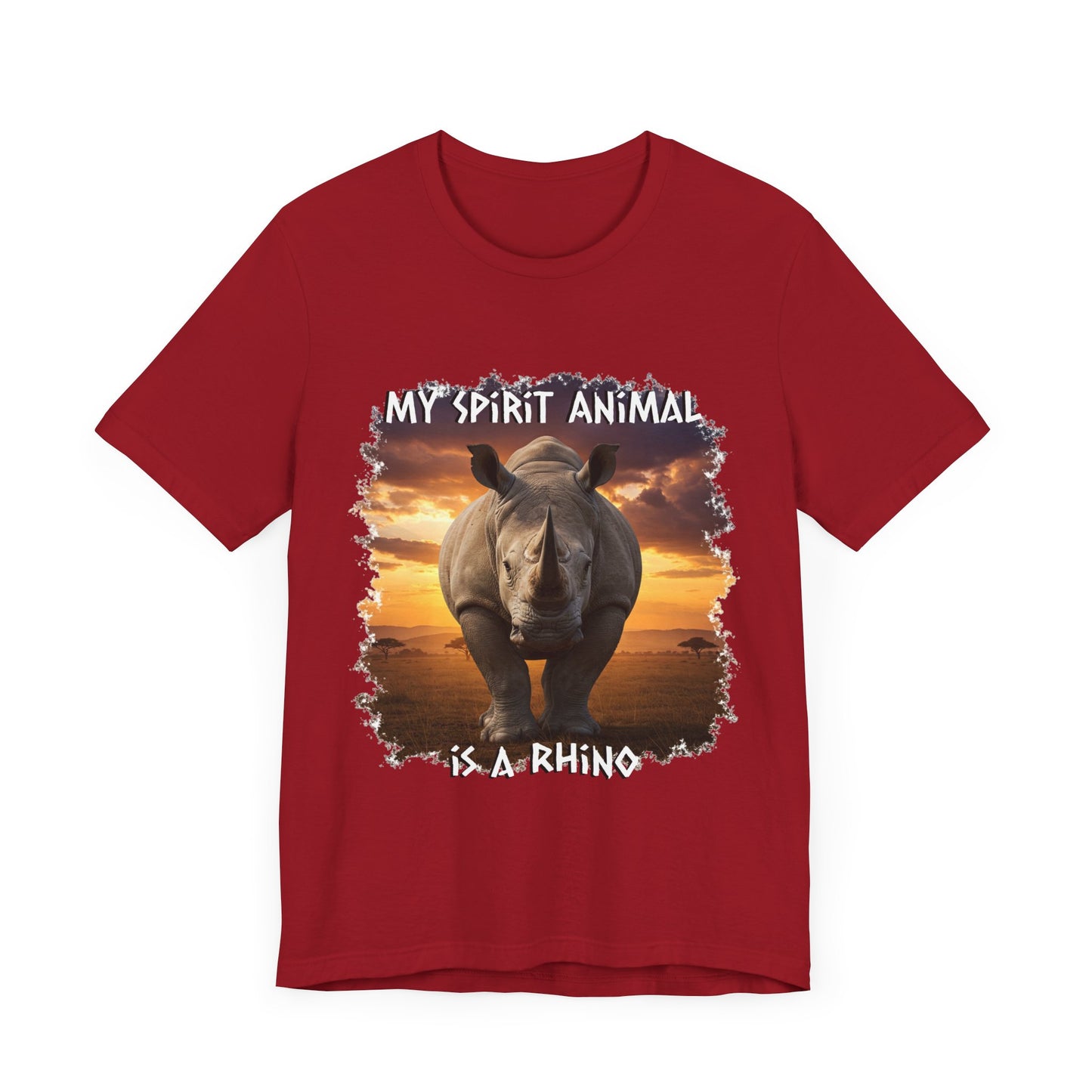 Rhino Spirit Animal Tee, Charging Rhinoceros Shirt for Nature Lovers, Zoo Outings, Safaris, Unisex Jersey Short Sleeve Tee