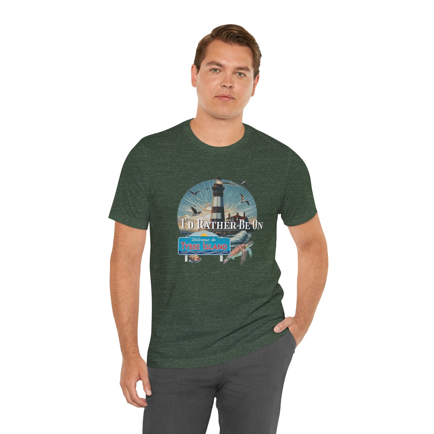 Tybee Island Georgia Unisex Jersey Tee, Laid-Back Beach Lighthouse Shirt, Island Lifestyle Apparel, Coastal Vacation Souvenir Top, Beach
