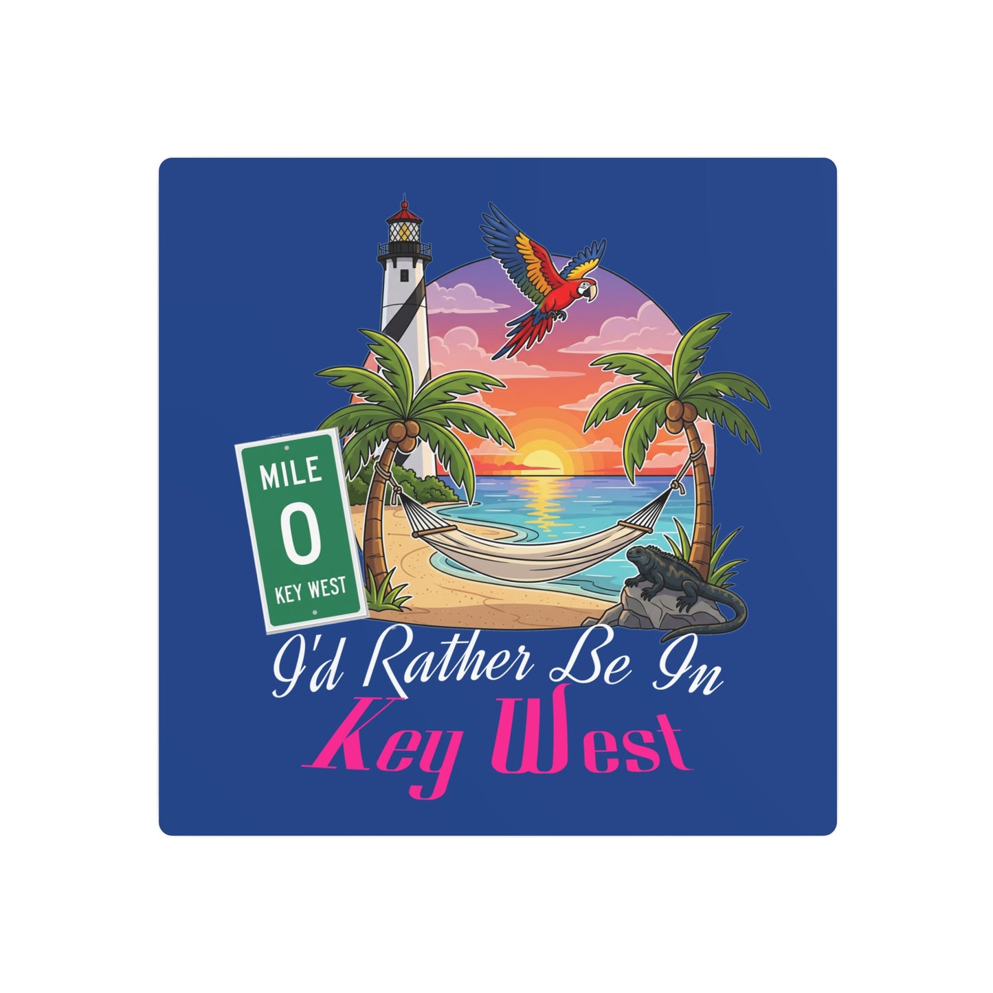 Metal Art Sign, 'I'd Rather Be In Keywest' Beach Lifestyle Decor, Key West Florida Souvenir, Home Bar Wall Art, Coastal Theme Sign,
