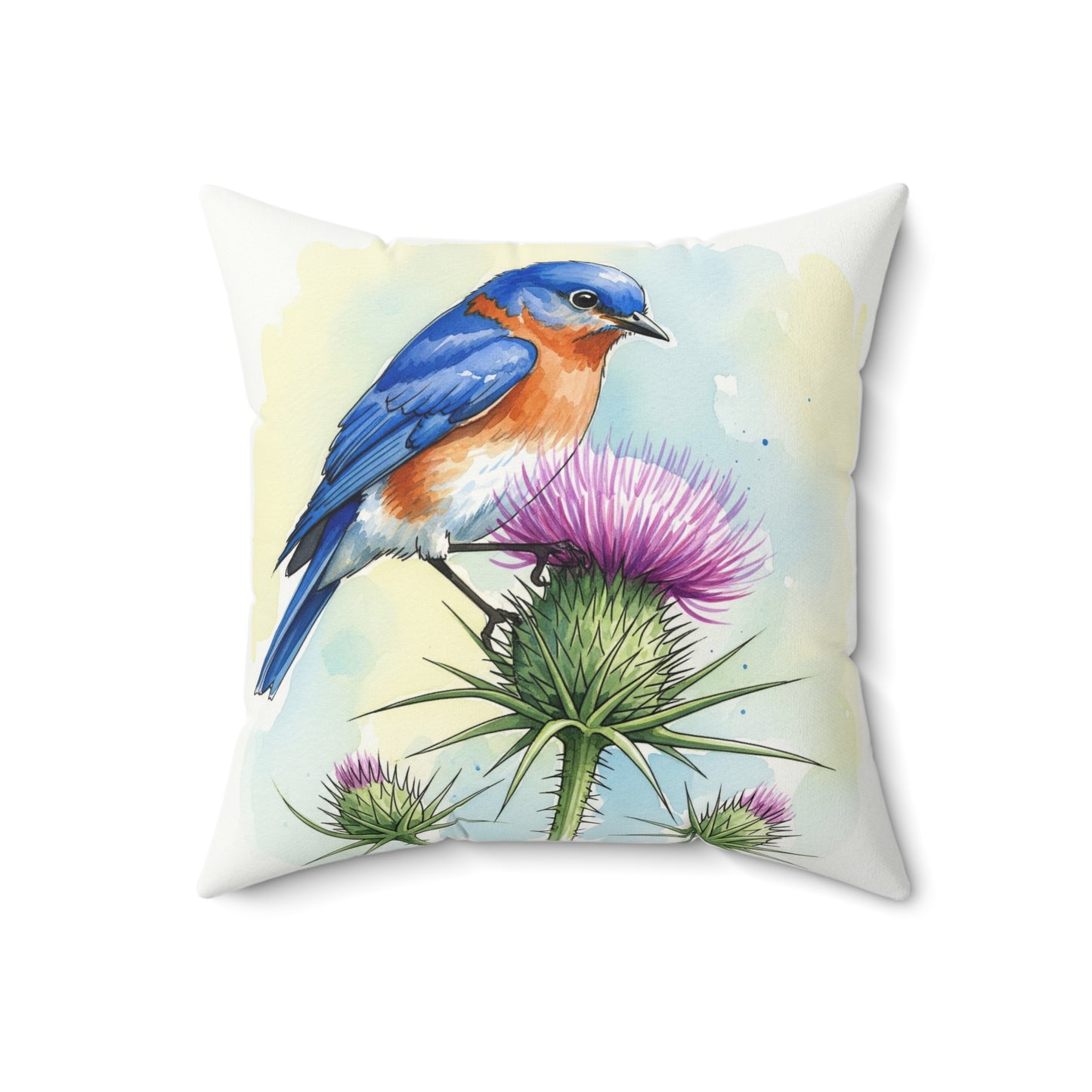 Bluebird Floral Pillow, Nature Decor, Cozy Home Accent, Gift for Bird Lovers, Spring Decor, Throw Pillow, Wildlife Cushion