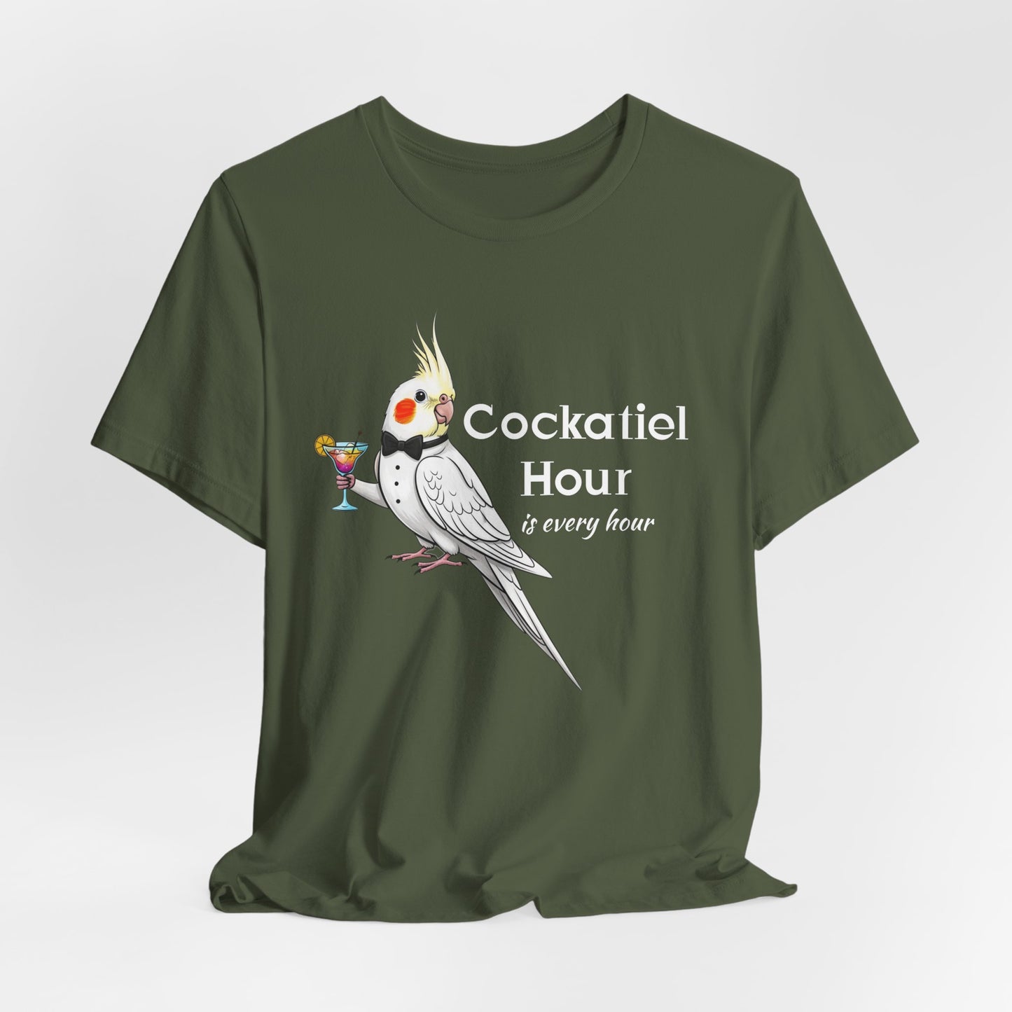 Funny 'Cockatiel Hour is Every Hour' Unisex Tee for Cockatiel Pet Owners