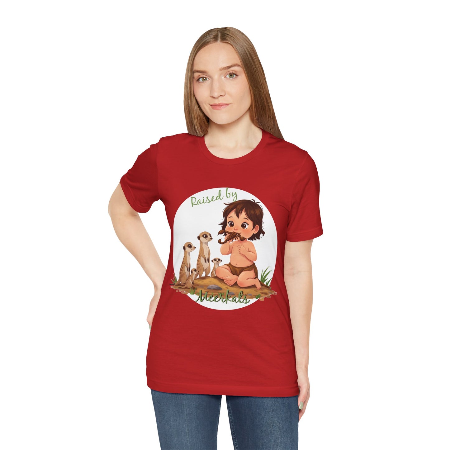 Funny Meerkat Tee - "Raised by Meerkats" Unisex Jersey Short Sleeve Shirt - for Meerkat and Wildlife Lovers - Schmartypants